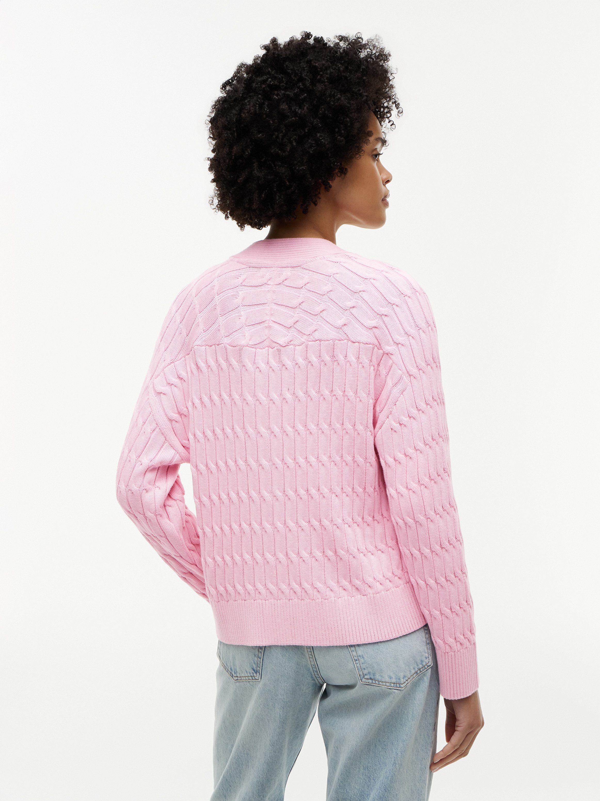 Tommy Hilfiger Strickjacke MID GG CABLE V-NK LS CARDI Baumwolle, mit Zopfstrickmuster
