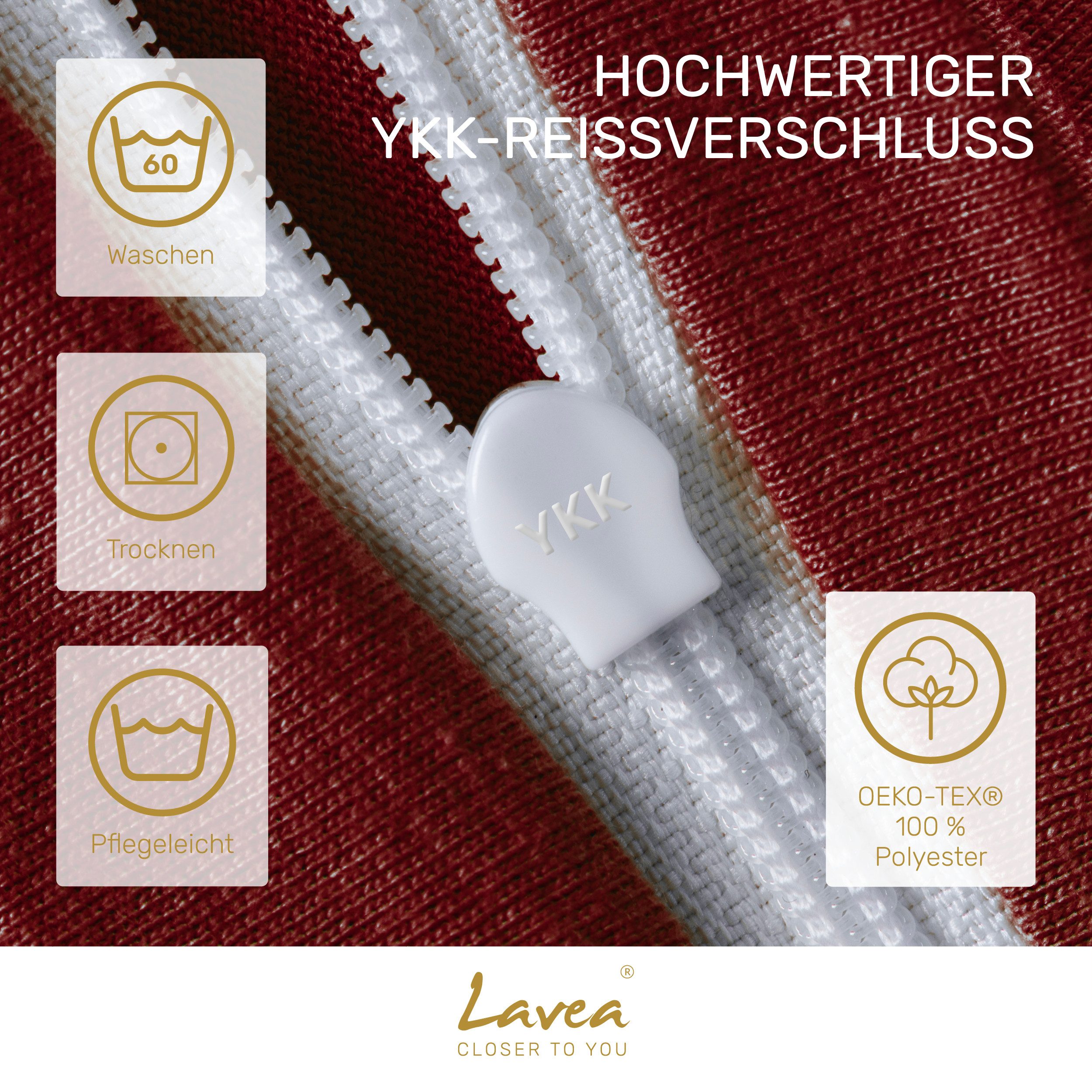 Lavea Kissenbezug 2er Set Kissenhülle Jersey, 100% Baumwolle, Kissenbezüge, (2 Stück), allergikerfreundlich - sicherer YKK-Reißverschluss - waschbar 60°C – Bild 3 von 5