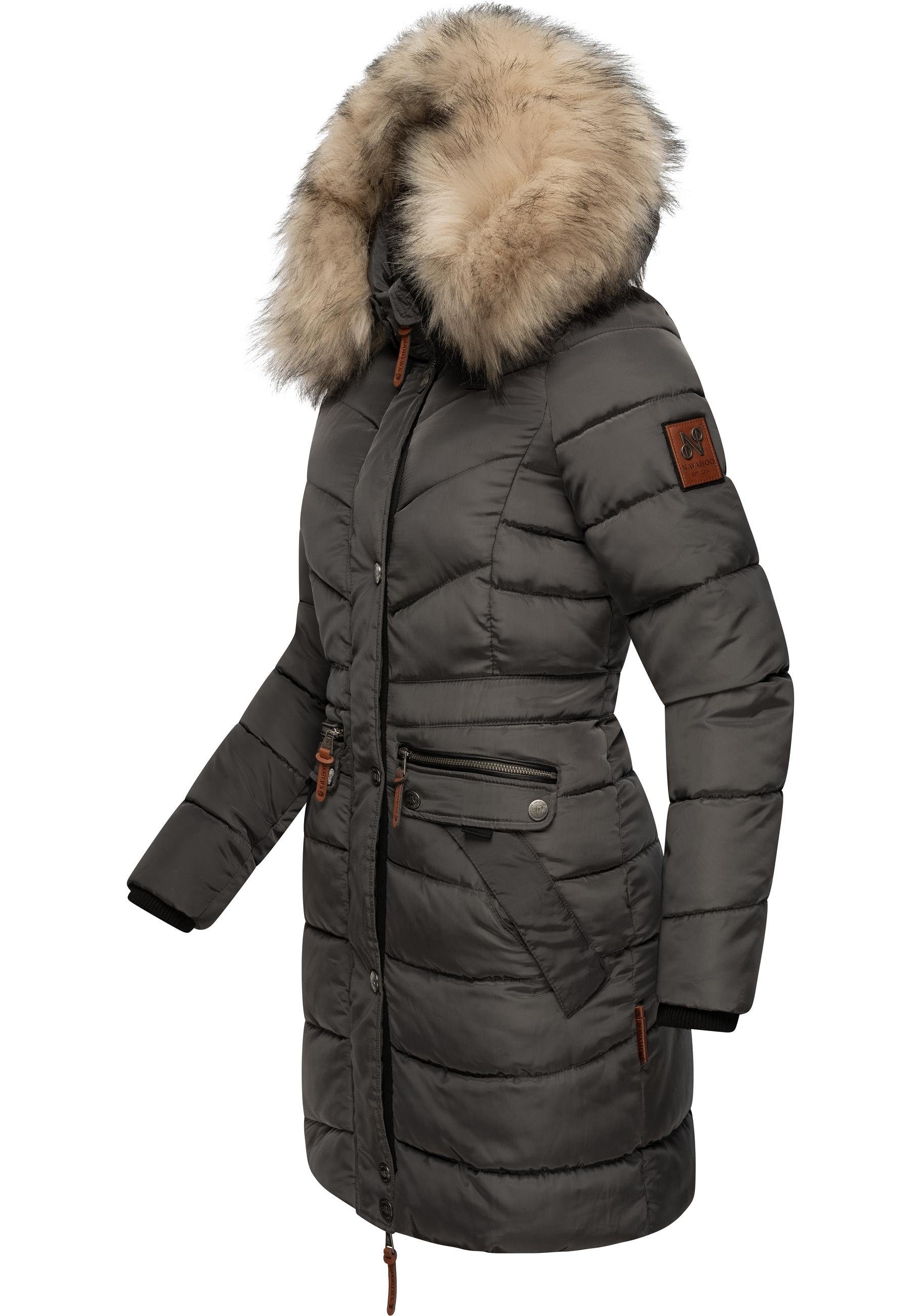 Navahoo Steppmantel Paula stylischer Winter Parka m. edlem Fellimitat