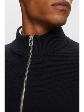 Esprit Strickjacke Cardigan mit Reißverschluss, 100 % Baumwolle (1-tlg)
