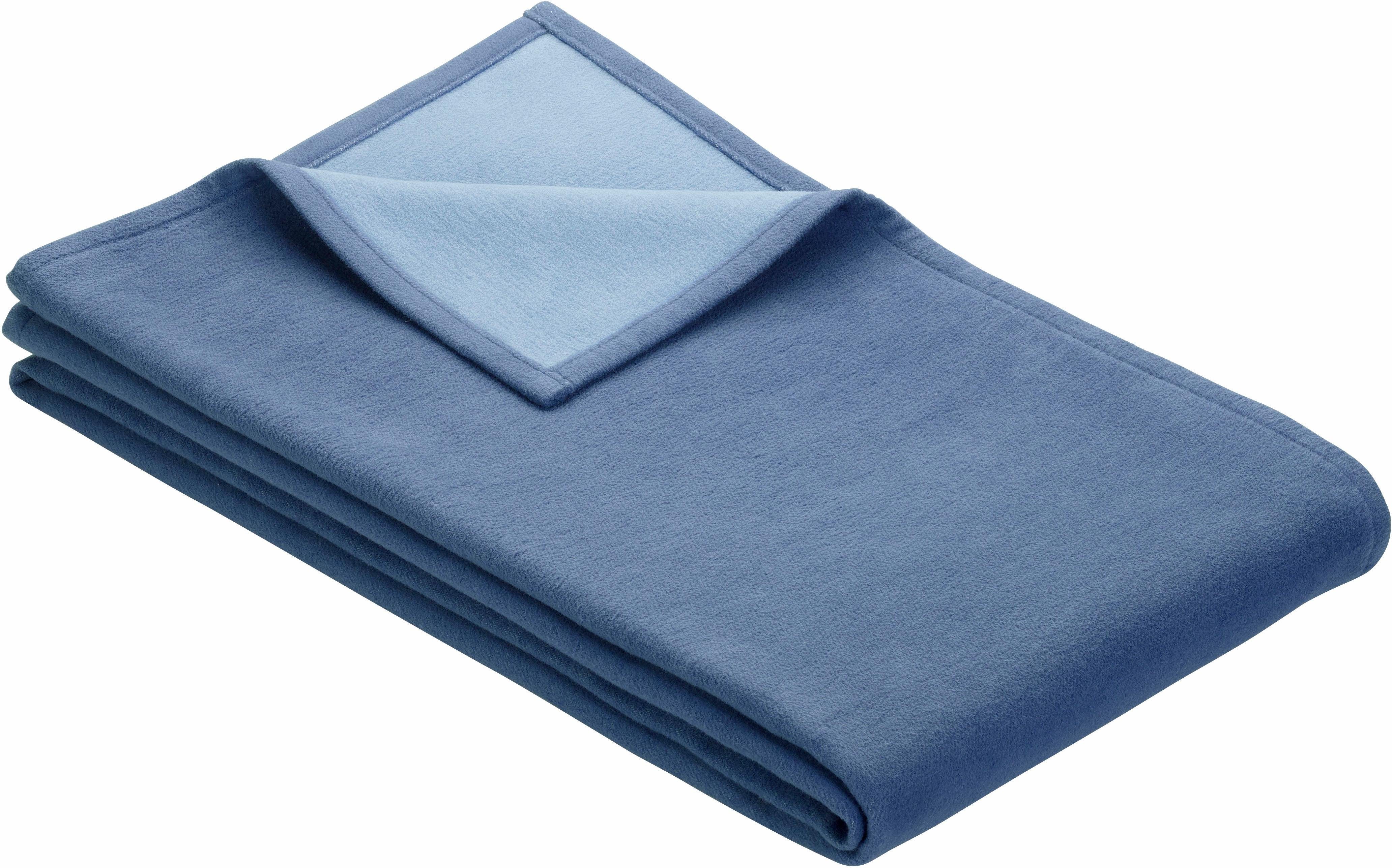 trendigen IBENA, Wohndecke Cotton Farben Pur, in blau
