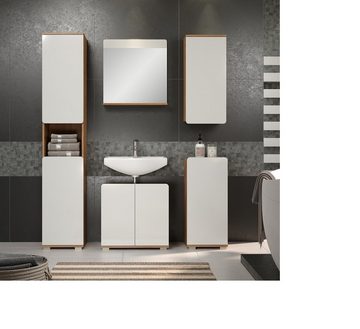 trendteam Badmöbel-Set Badezimmer-Set Ciara, weiß Hochglanz / Artisan Eiche, 2-teilig, (2-St)