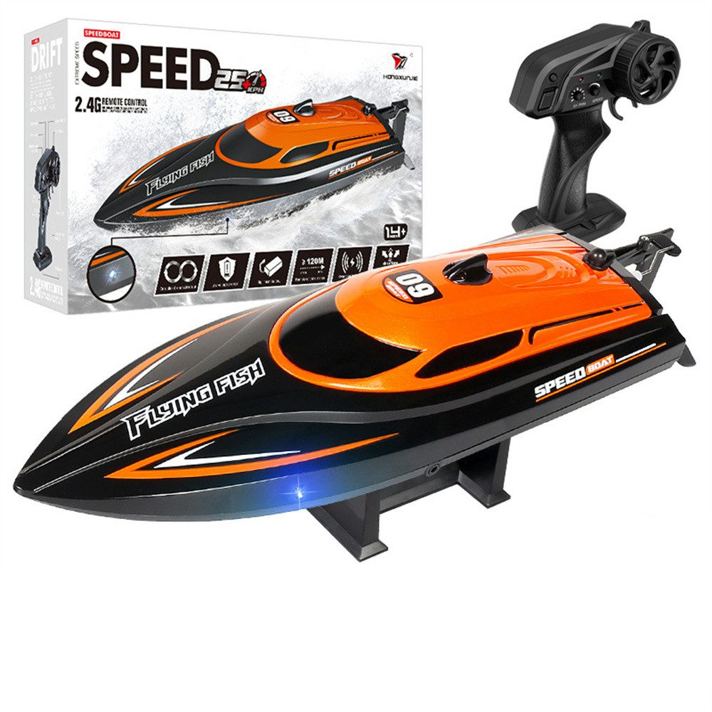 Insma RC-Boot (2,4 GHz Ferngesteuerte Schiffe Schnellboot), 4 Kanäle 25 km/h mit LED Licht