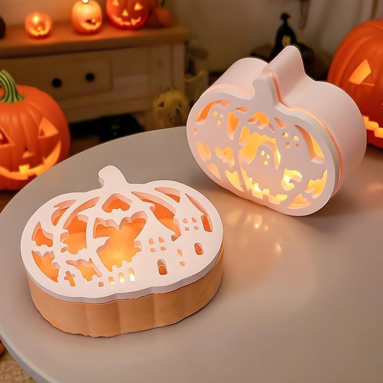 Sorvyzxn Silikonform 4 Stück Silikonform kürbis,Gießformen Silikon Halloween für DIY Kürbis, (4-tlg) – Bild 5 von 5
