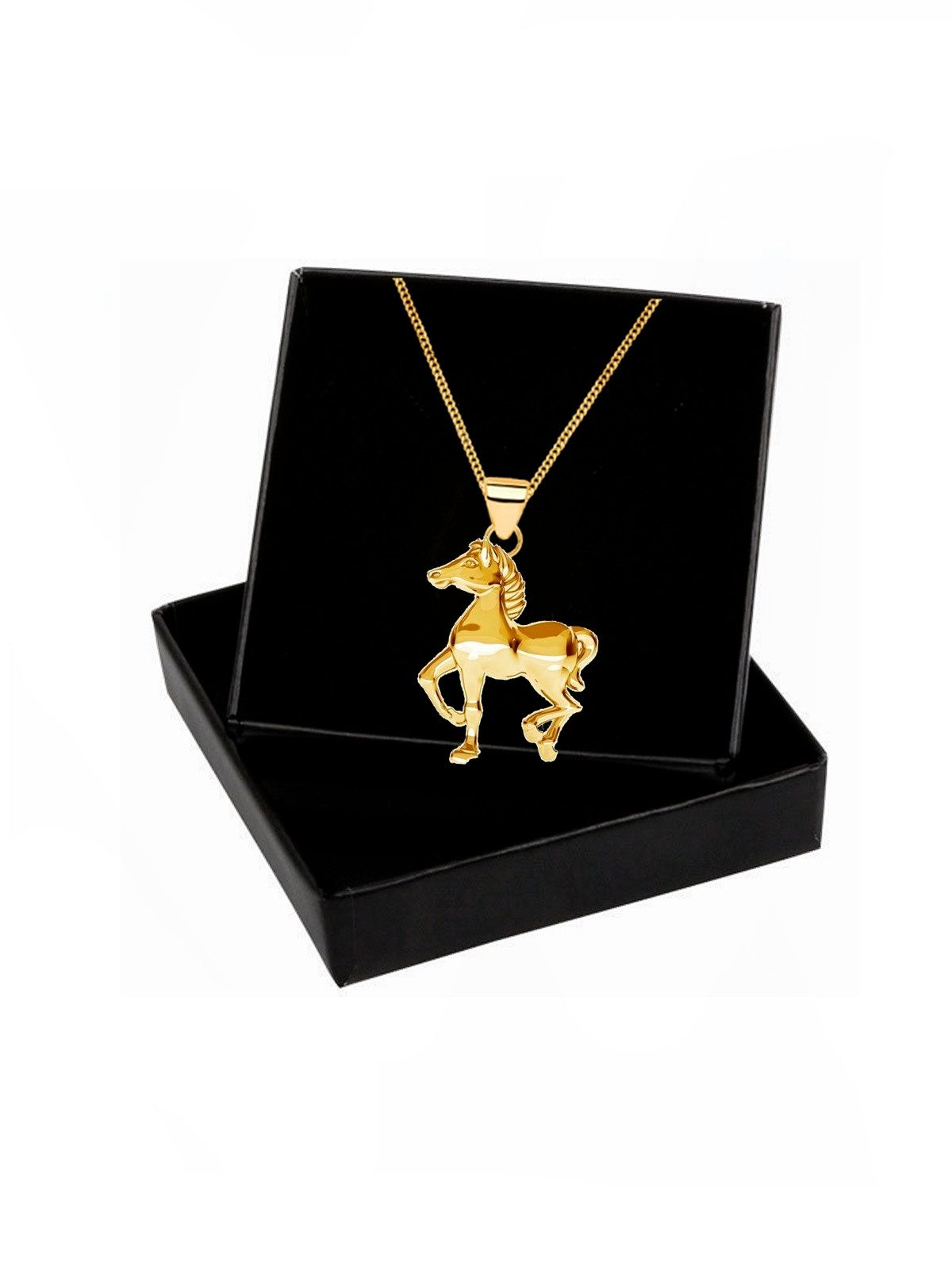 Goldene Hufeisen Kette mit Anhänger Pferd Halskette in Gold – Symbol für Freiheit & Stärke, 925 Sterling Silber (hypoallergen)