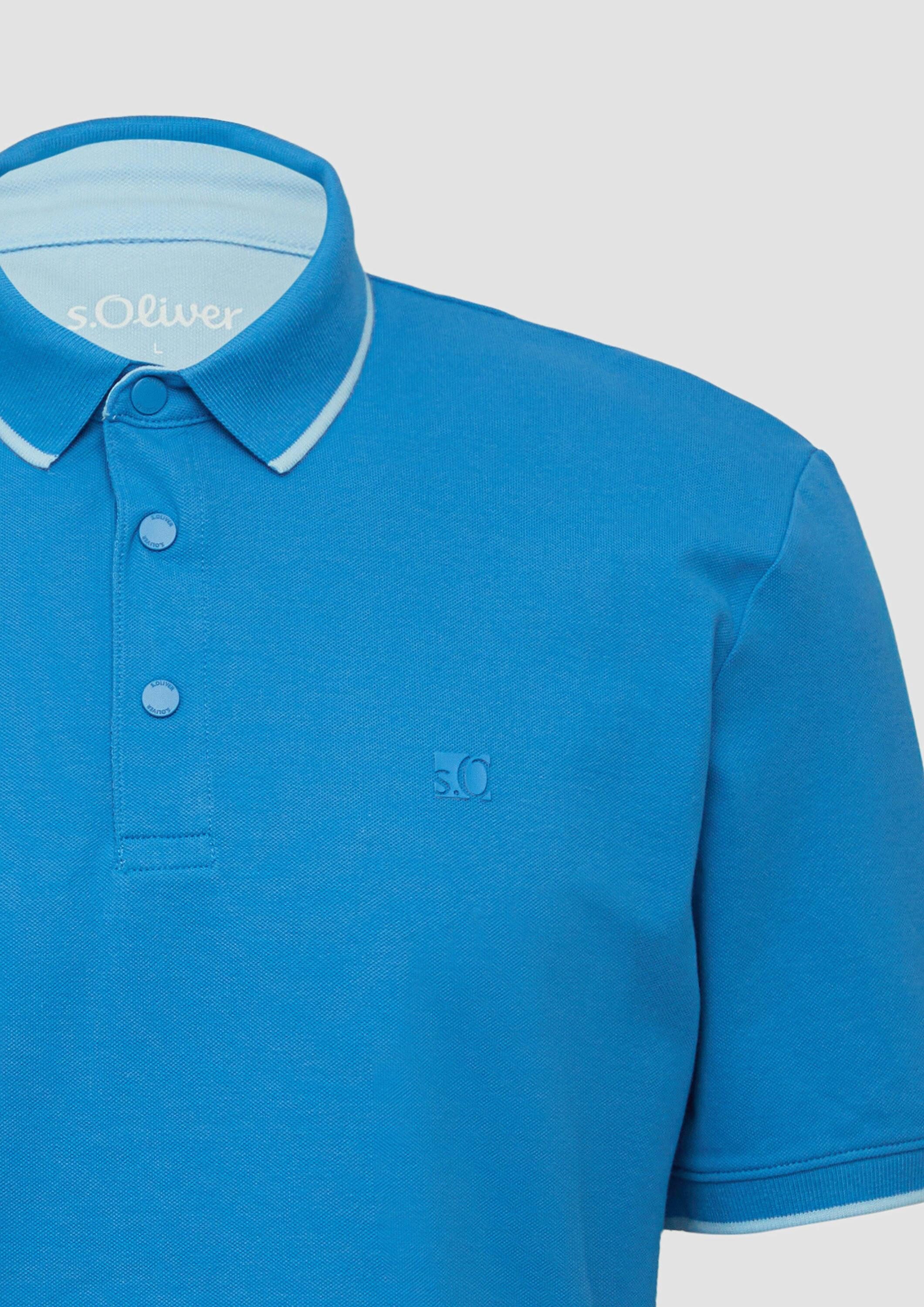 s.Oliver Kurzarmshirt Polo-Shirt Sportives Piqué-Poloshirt mit Kontrast-Details