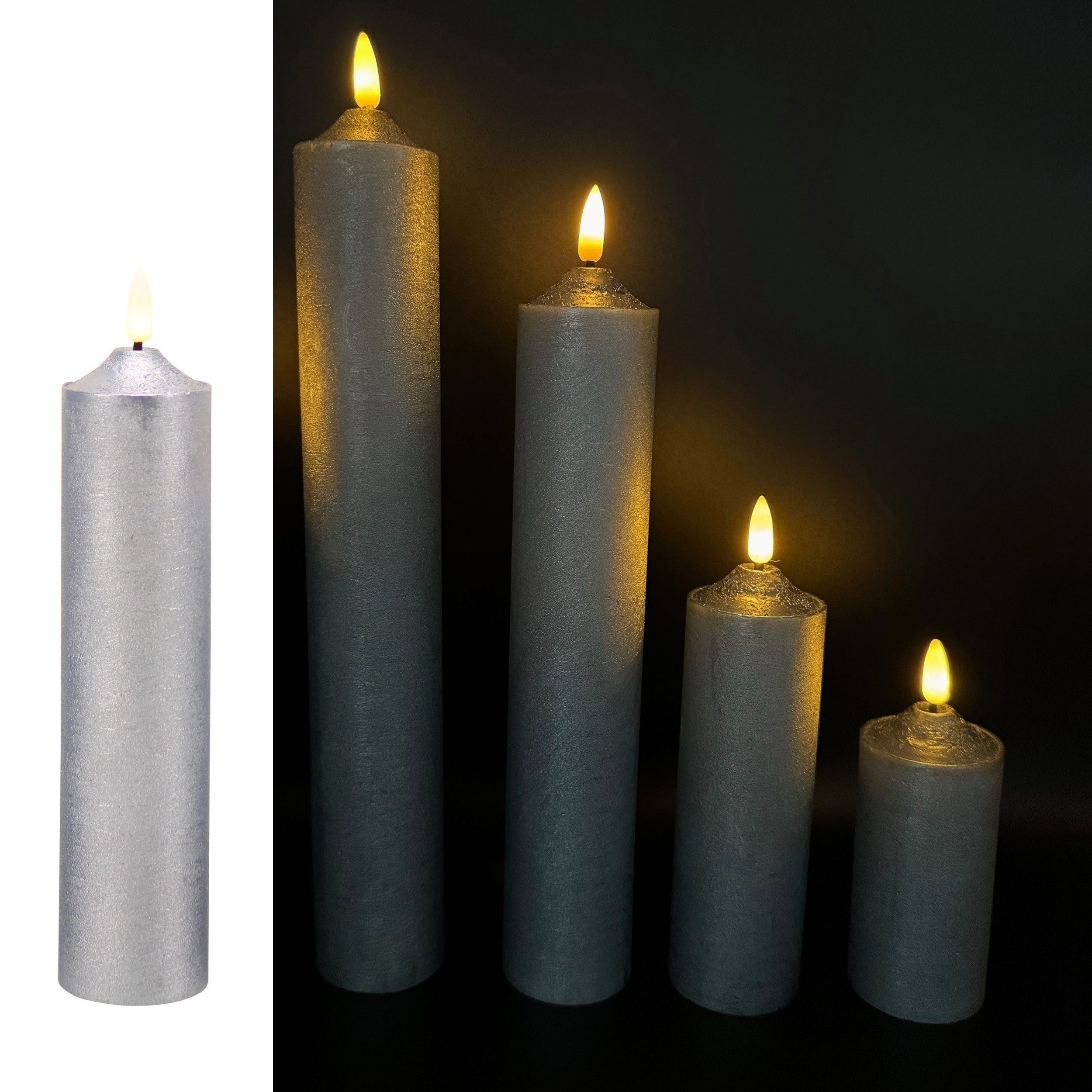 LED-Kerze 5 LED Kerzen XL aus Echtwachs mit realistischer Flamme