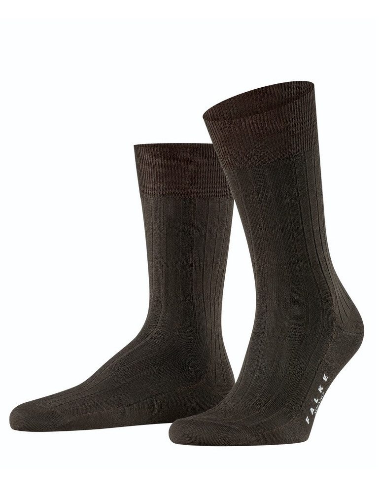 FALKE Socken Tagessocke Crew Firenze (feines Maschenbild, Baumwolle) dunkelbraun