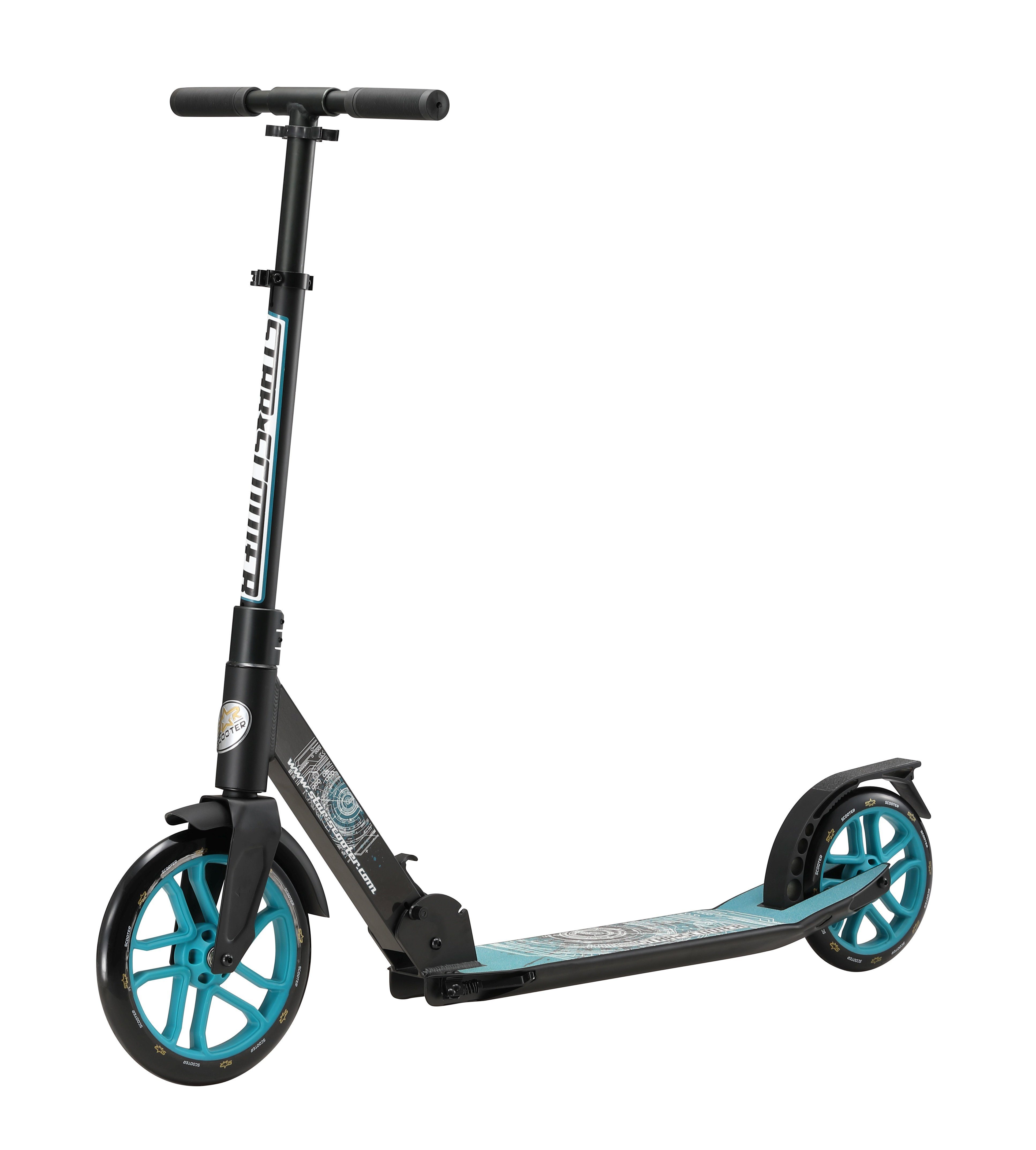 Star-Scooter Cityroller 255 mm, ab 8 Jahre, Kinder City Roller ab 158 cm, Jungen, Mädchen, Klappbar, Höhenverstellbar, Seitenständer, Aluminium