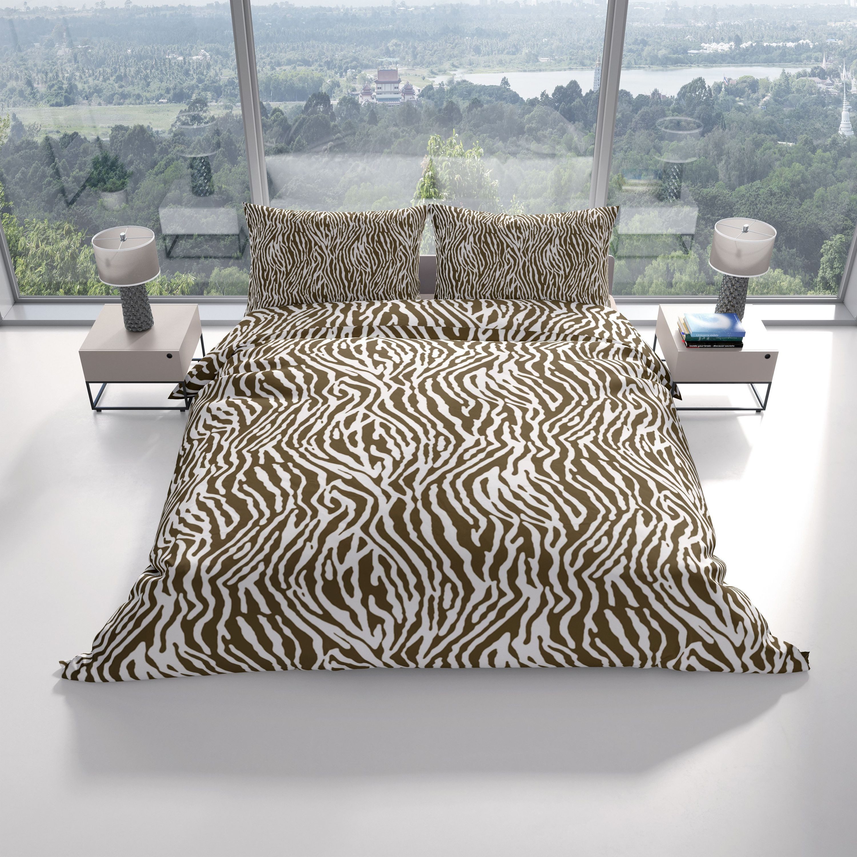 Leonado Vicenti Bettwäsche 135x200 cm kuschelig warm, Fleece, 4 teilig, weich und flauschig mit Leopardenmuster