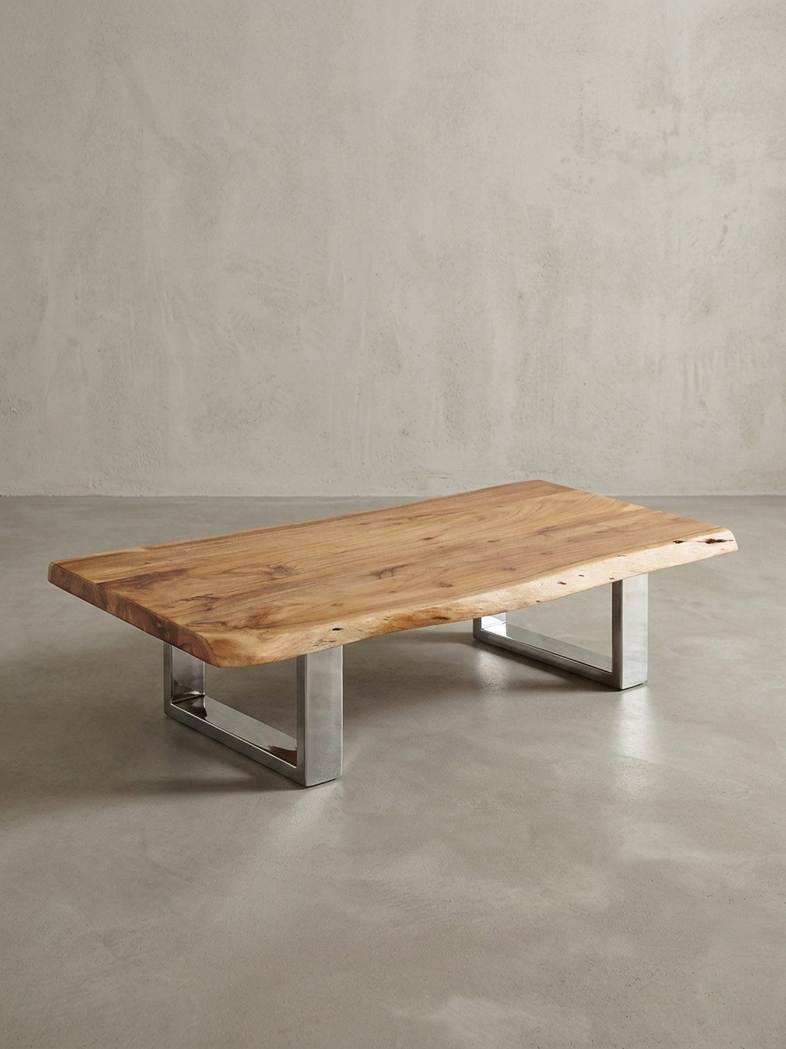 Couchtisch Couchtisch 115 x 25 x 58 cm Akazie Massiv Holz Metallgestell groß