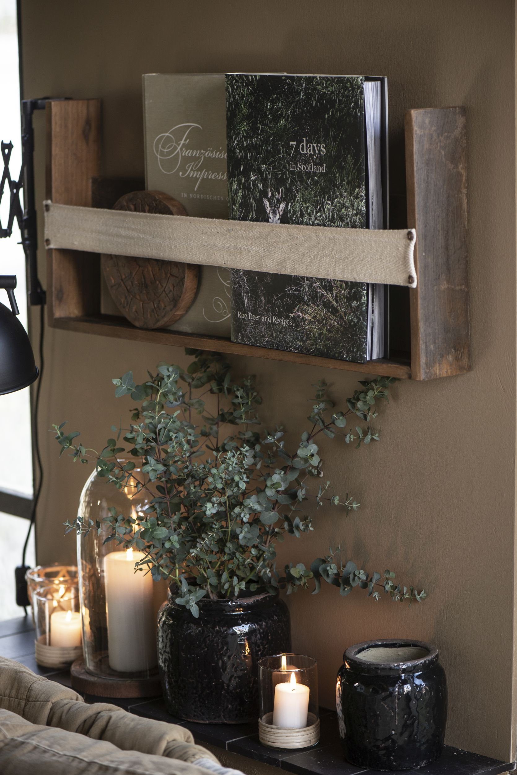 Ib Laursen Wandregal Wandregal Regal mit Gurt Holz Vintage Rustikal Alt Unika Ib Laursen