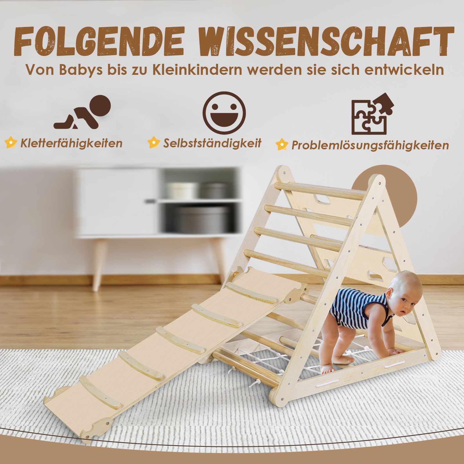 CCLIFE Klettergerüst Kletterdreiecke Pikler Art Rutsche günstig online kaufen