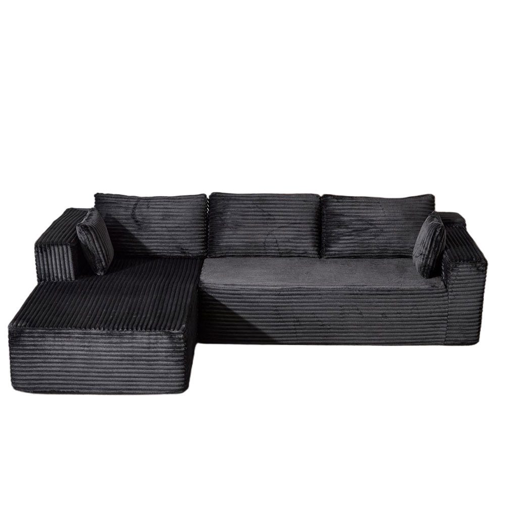 Orvane Ecksofa Ecksofa L-Form Sofa mit 3 Kissen, Schlafsofa, Cord Couchmit Armlehnen