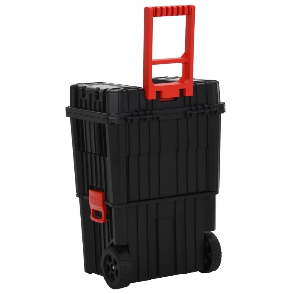 und (1 Schwarz Werkzeugbox Polypropylen vidaXL St) Werkzeug-Trolley Rot
