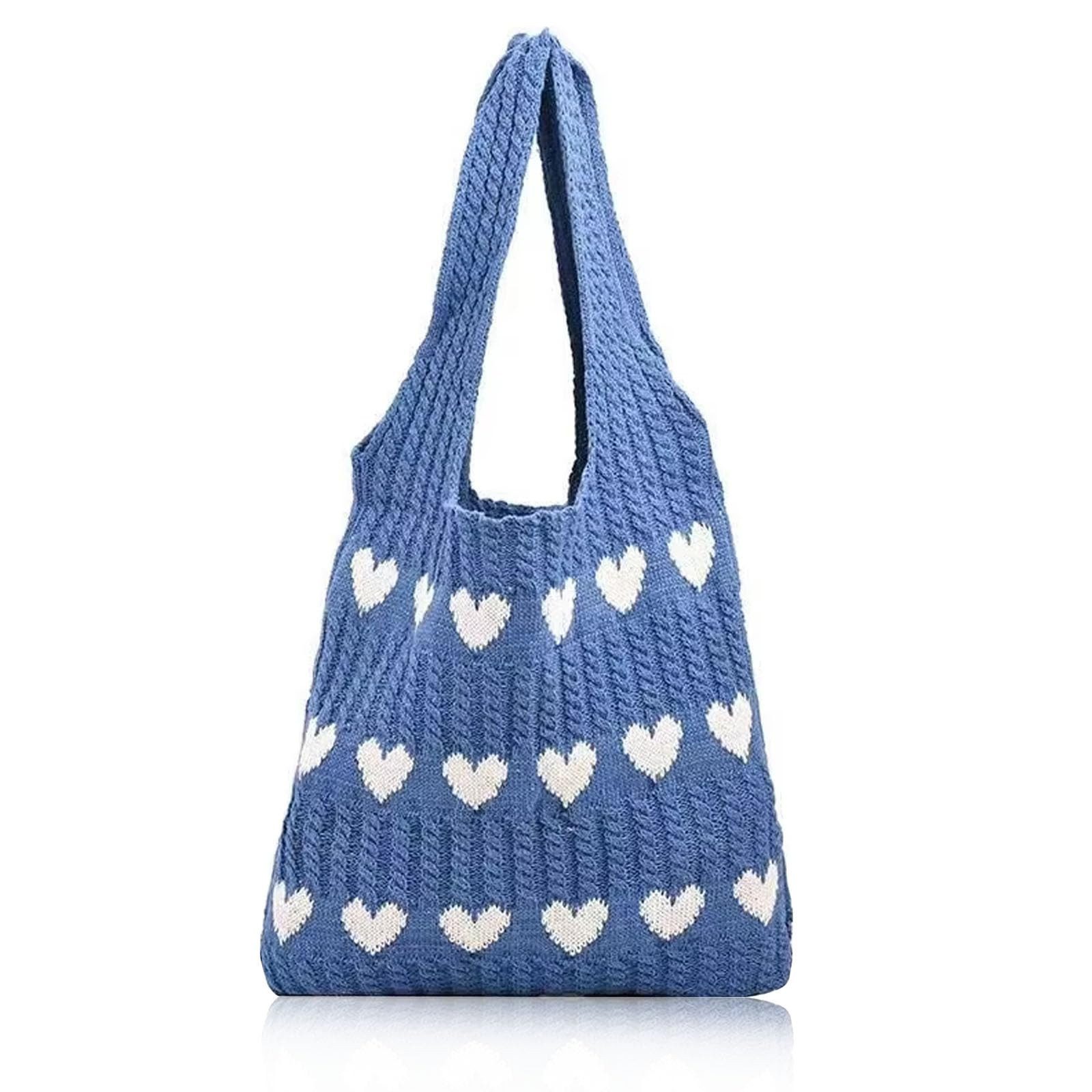 FOUORTUNATE-BEE Schultertasche Gestrickte Schultertasche Gehäkelte Tasche Damen Gestrickte Tasche (Leichte Strick-Tote Tasche Umhängetasche)