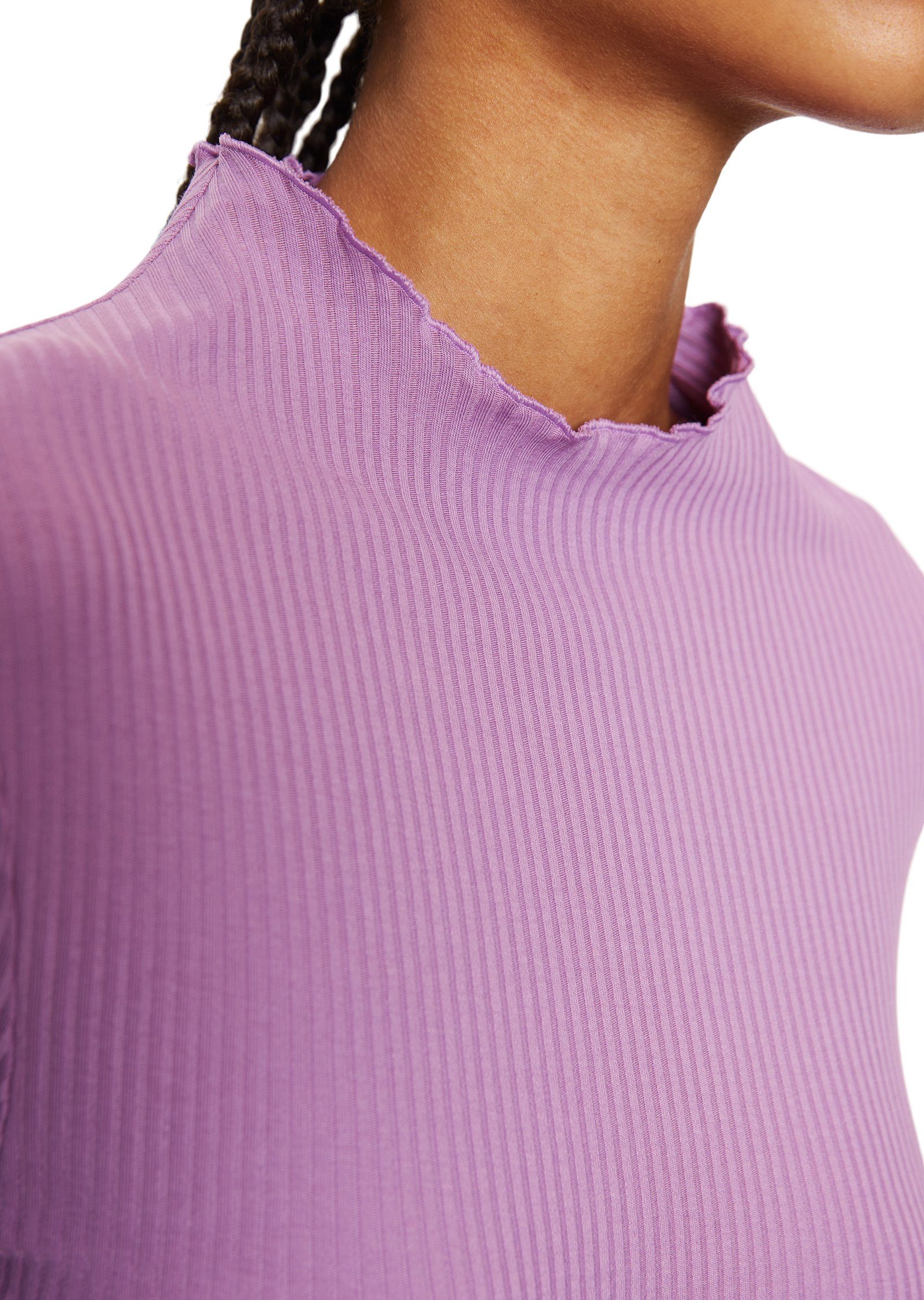 O'Polo Interlock-Jersey geripptem Langarmshirt Marc aus lila DENIM