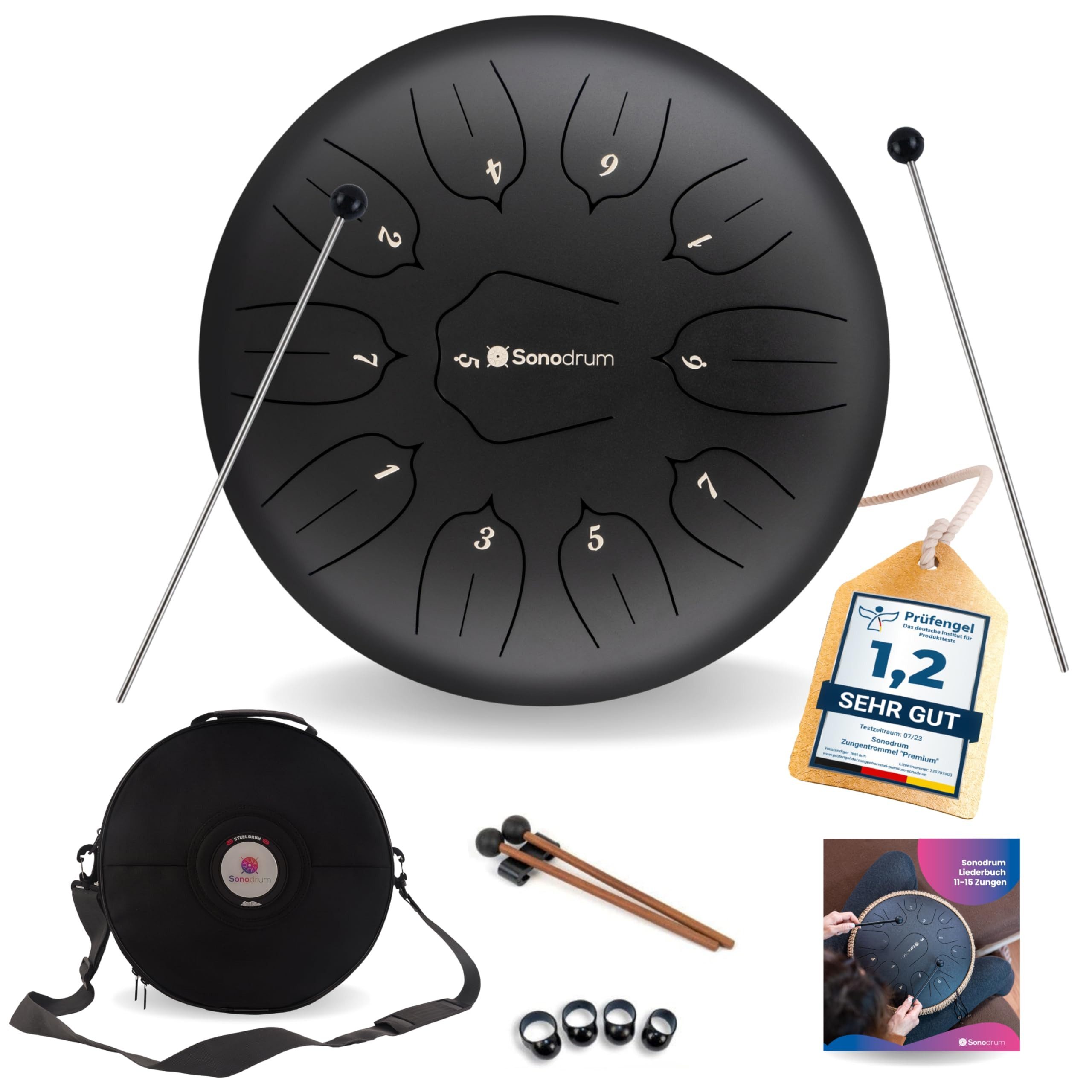 Steel Tongue Drum C - Dur, Zungentrommel 30 cm groß mit 11 Tönen