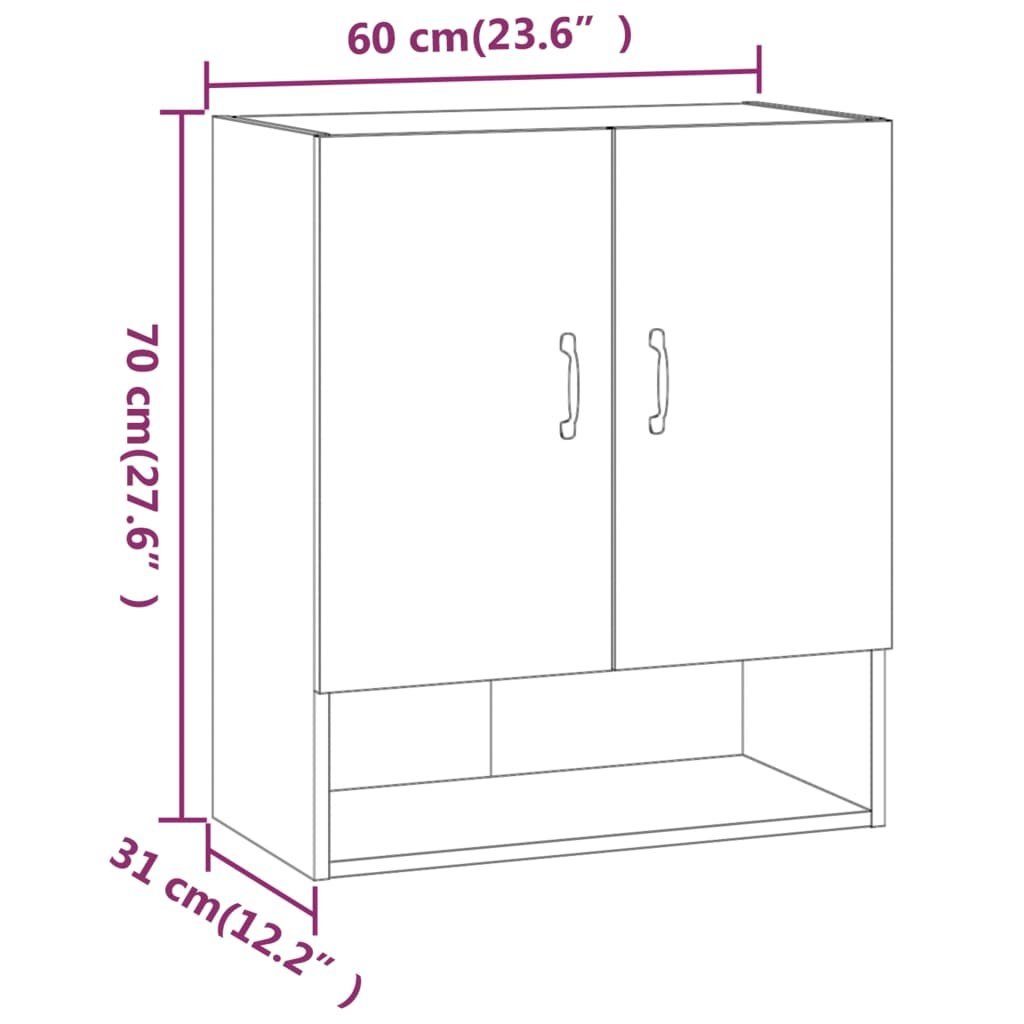 (1-St) Wandschrank Holzwerkstoff Fächerschrank 60x31x70 vidaXL Betongrau cm