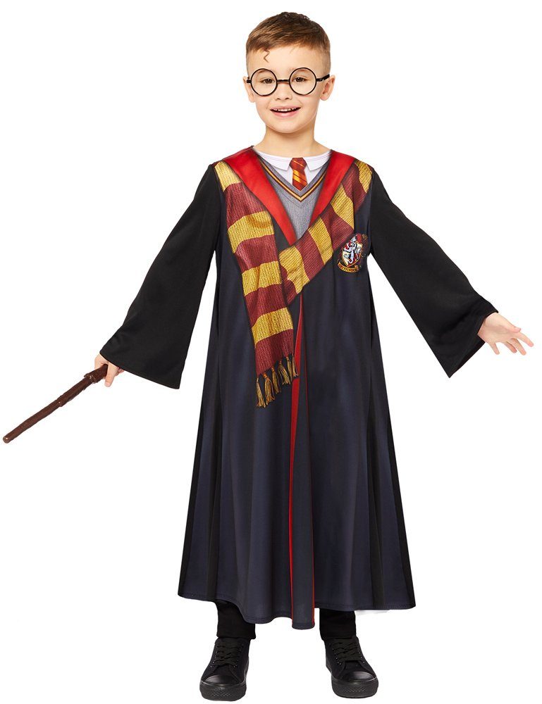 Amscan Kostüm Harry Potter Deluxe Kostüm für Kinder - Schwarz Rot, Magier  Zauberer