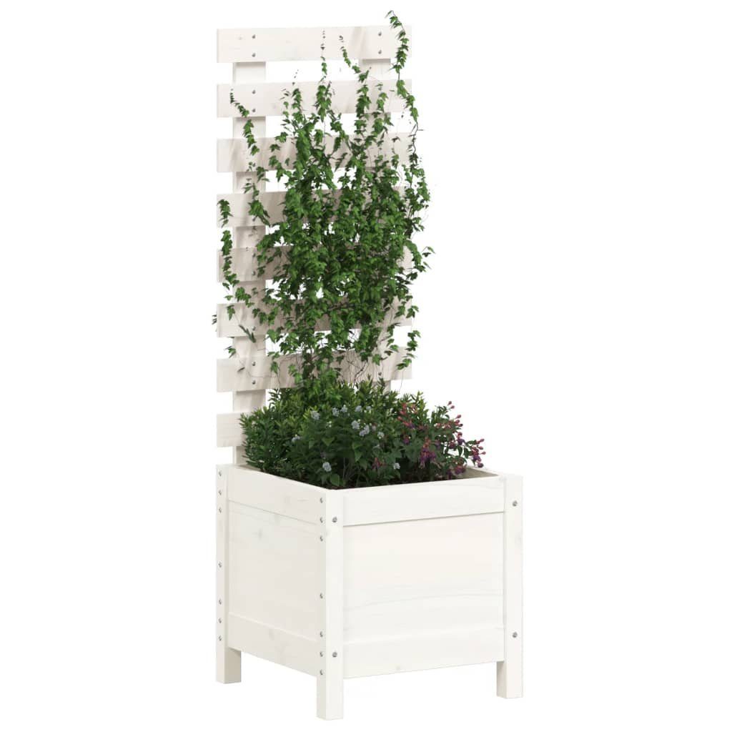 Weiß Pflanzkübel cm Kiefer Kiefer Massivholz (1 Rankhilfe Blumentopf Weiße vidaXL St) mit 39x39,5x114