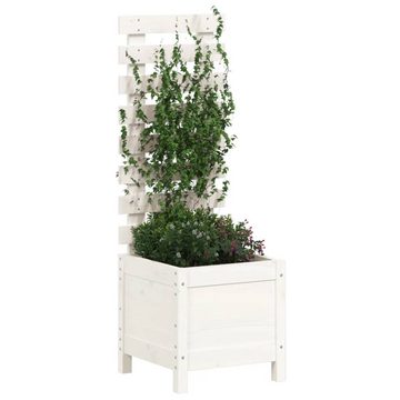 vidaXL Blumentopf Pflanzkübel mit Rankhilfe Weiß 39x39,5x114 cm Massivholz Kiefer (1 St)
