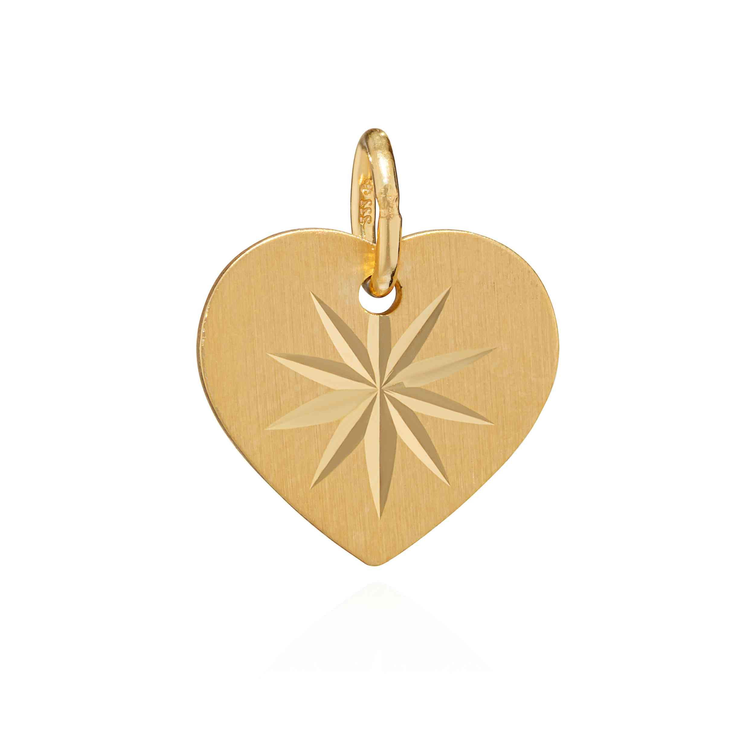 Kettenanhänger Herz – 333 Gelbgold 11x12mm Stern-Design gravur
