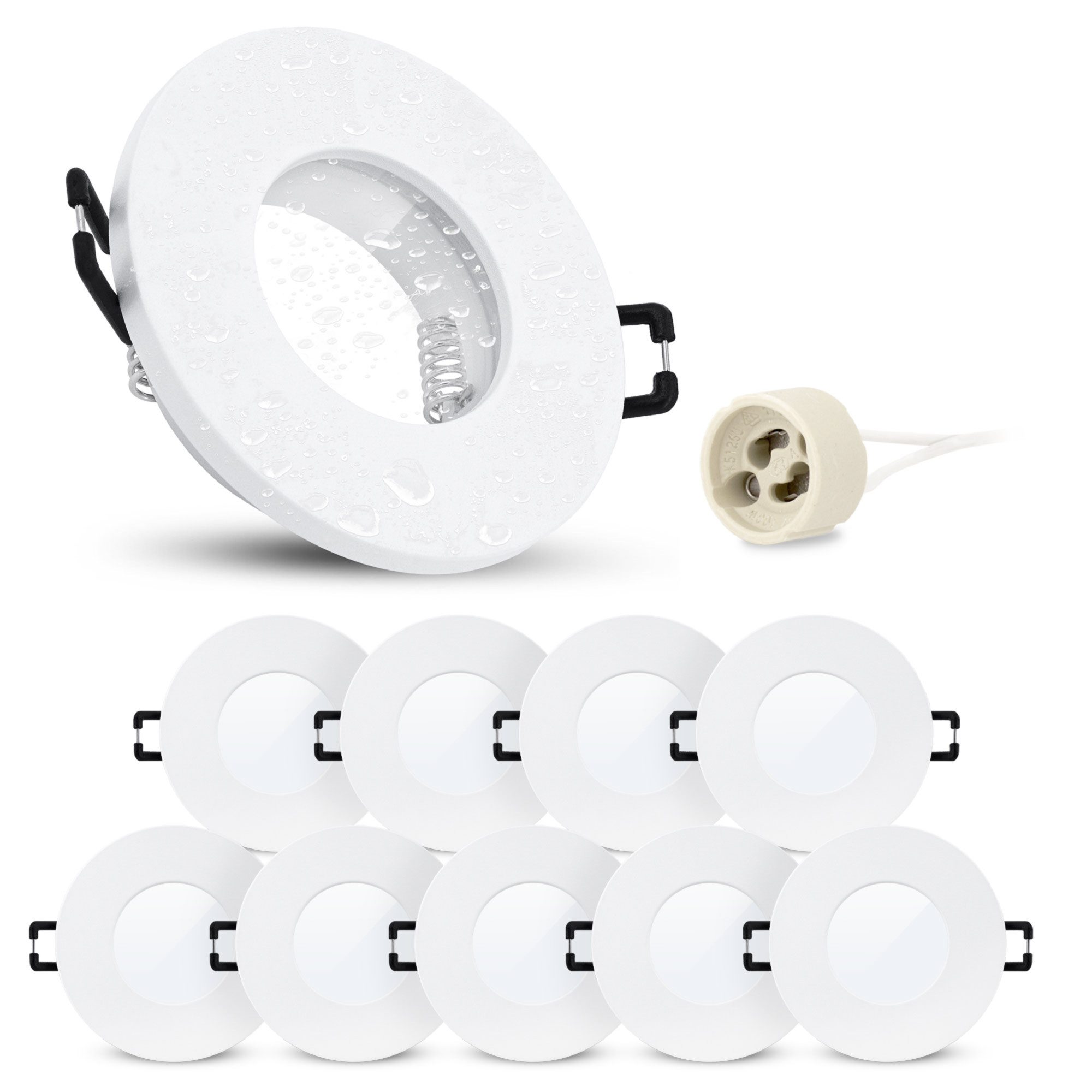 linovum LED Einbaustrahler 10 x Einbaustrahler Rahmen ISAWO Einbaurahmen IP65 Wasserschutz
