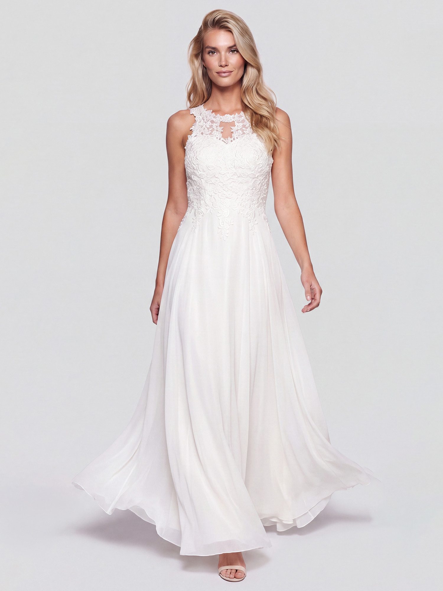Apart Abendkleid mit floraler Spitze und Chiffon