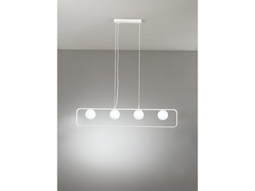 meineWunschleuchte LED Pendelleuchte, Dimmfunktion, LED wechselbar, Warmweiß, ausgefallene Balkenlampe 4 Glas-kugel Lampenschirm für über-n Esstisch