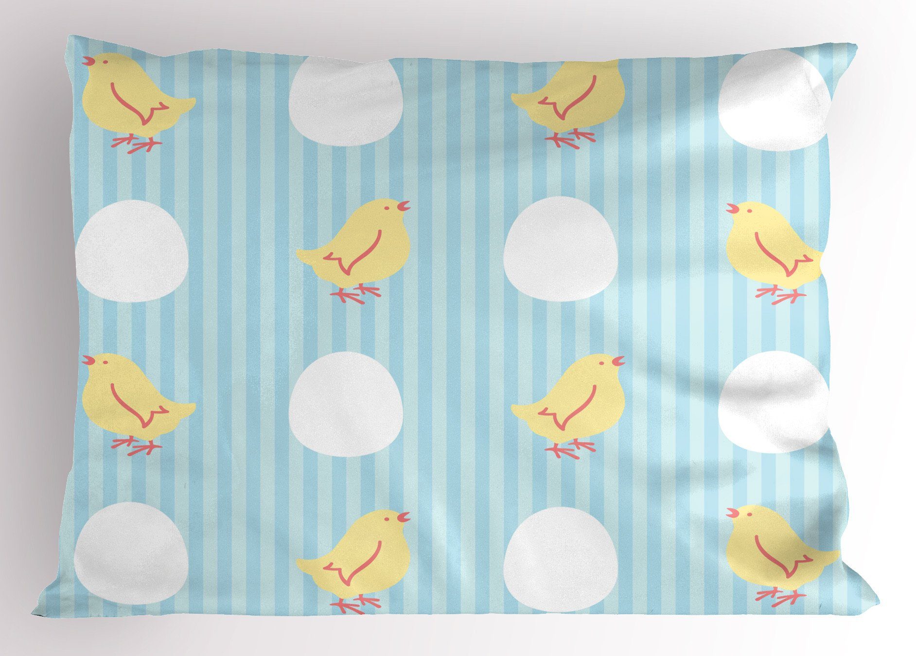 Dekorativer Chicks Baby-Tier Stripes Kissenbezug, King und (1 Stück), Standard Gedruckter Kissenbezüge Eier Abakuhaus Size