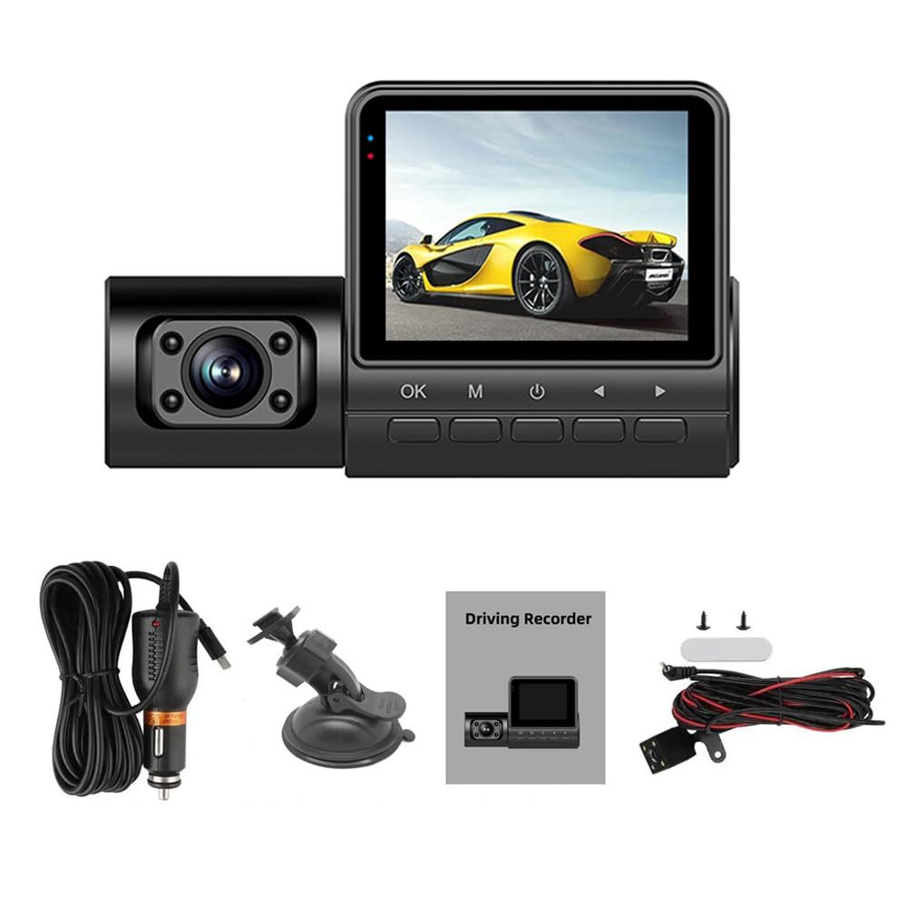 Fahrrekorder Dashcam 2 Zoll mit 3-Kamera1080P mit Nachtsichtfunktion Dashcam