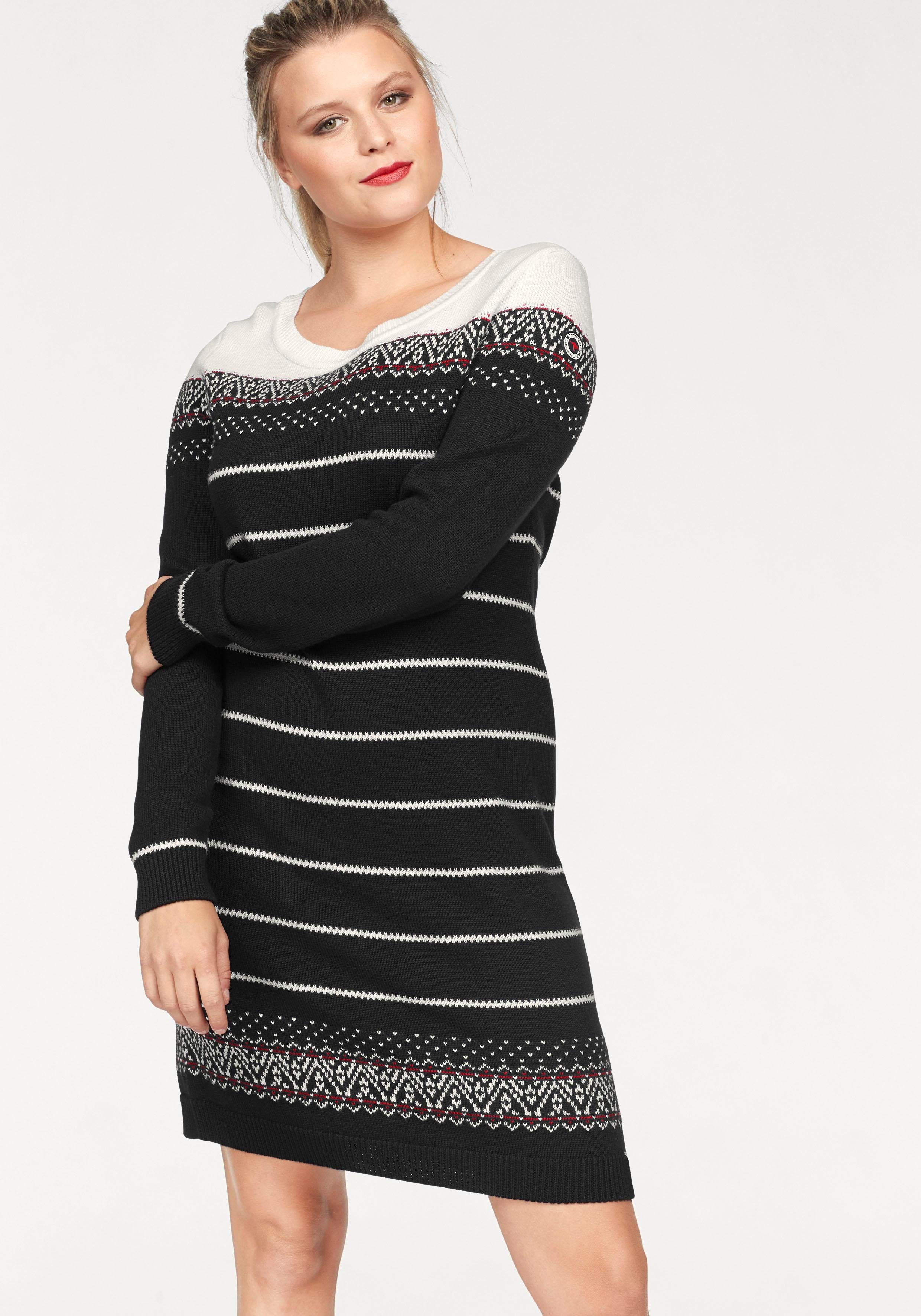 KangaROOS Strickkleid figurbetont, im Norweger-Stil, aus Baumwollmischung, langärmlig