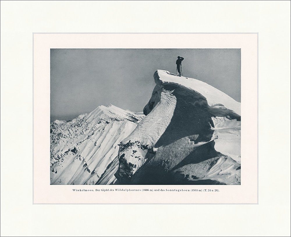 Kunstdruck Winkelmoos. Gipfel des Wildalphornes und das Sonntagshorn F_Vintage 02