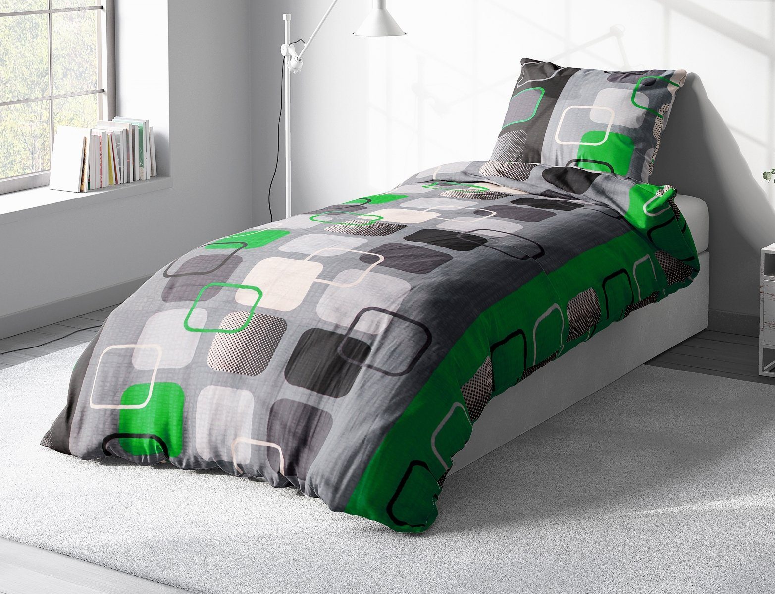 Heubergshop Bettwäsche, Seersucker, 2 teilig, 135x200cm + 80x80cm - Grün 10 günstig online kaufen