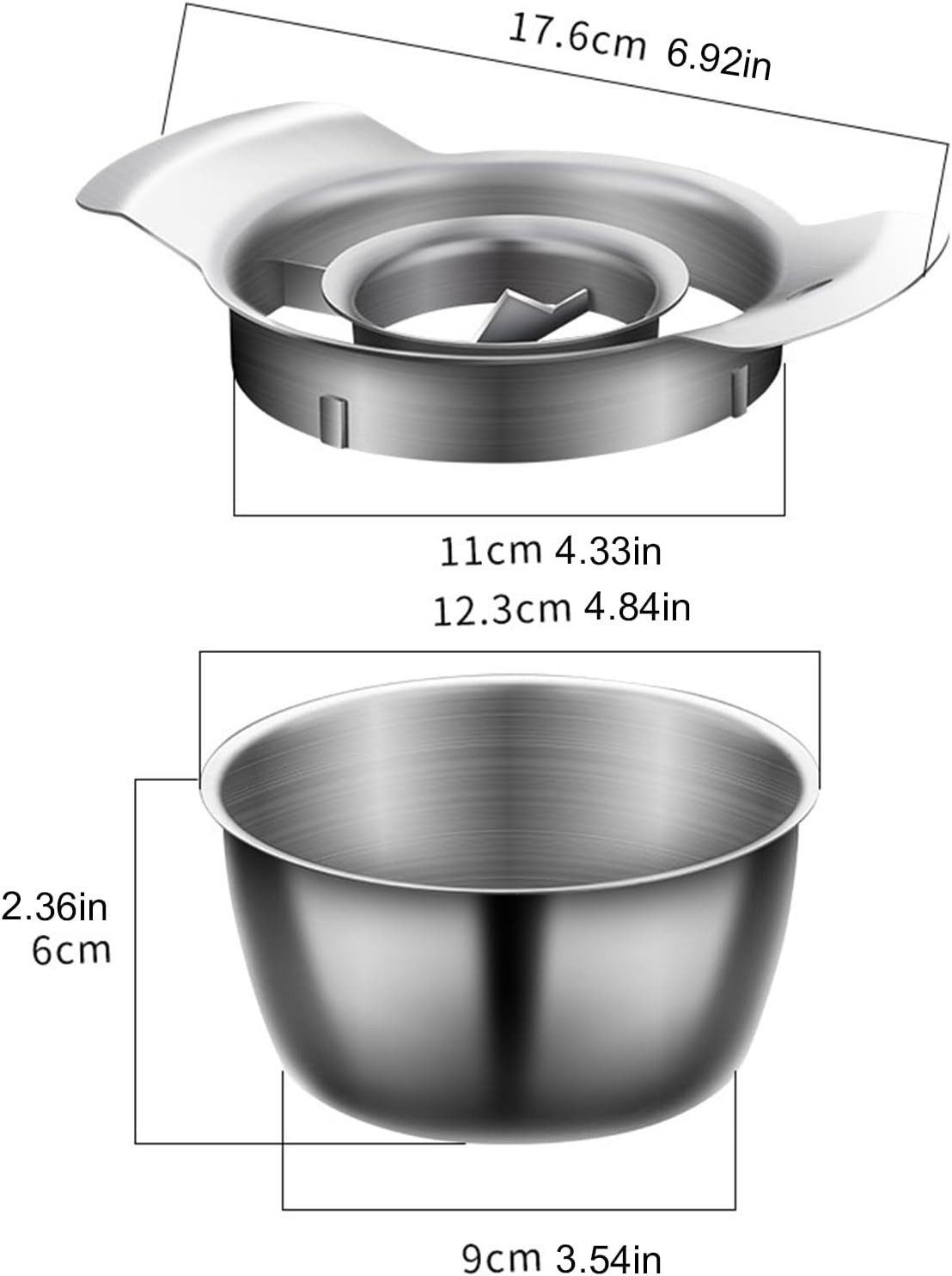 PFCTART Sparschäler Granatapfelausstecher aus Edelstahl, (Granatapfelausstecherset zum Schälen von Granatapfelkernen), Granatapfelschneider Schüssel aus Edelstahl Holzhammer