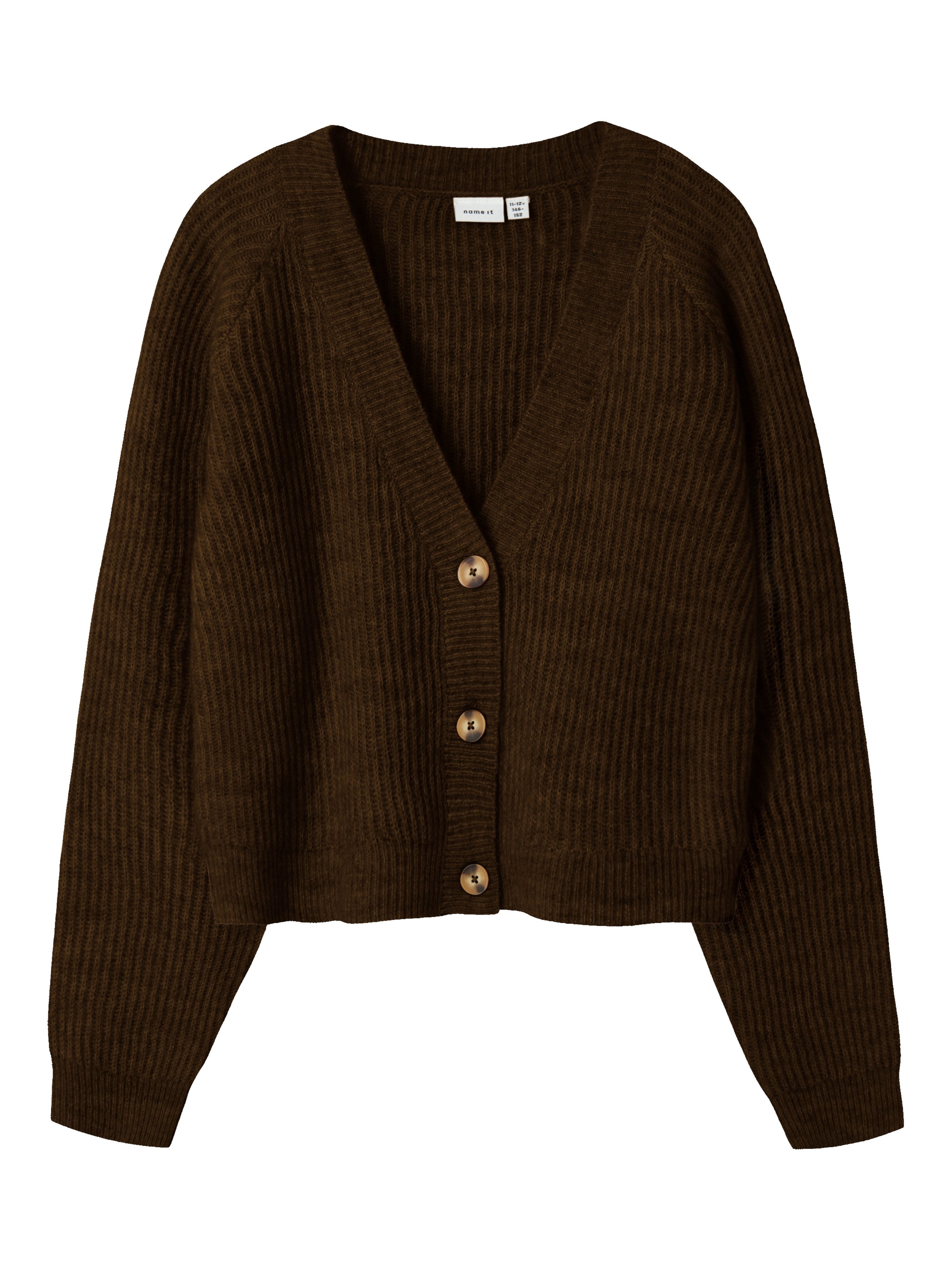 Name It Strickjacke NKFHOLLY BOXY SHORT KNIT CARD NOOS in modischer Boxy-Form, mit tiefem V-Ausschnitt, Rippstrick