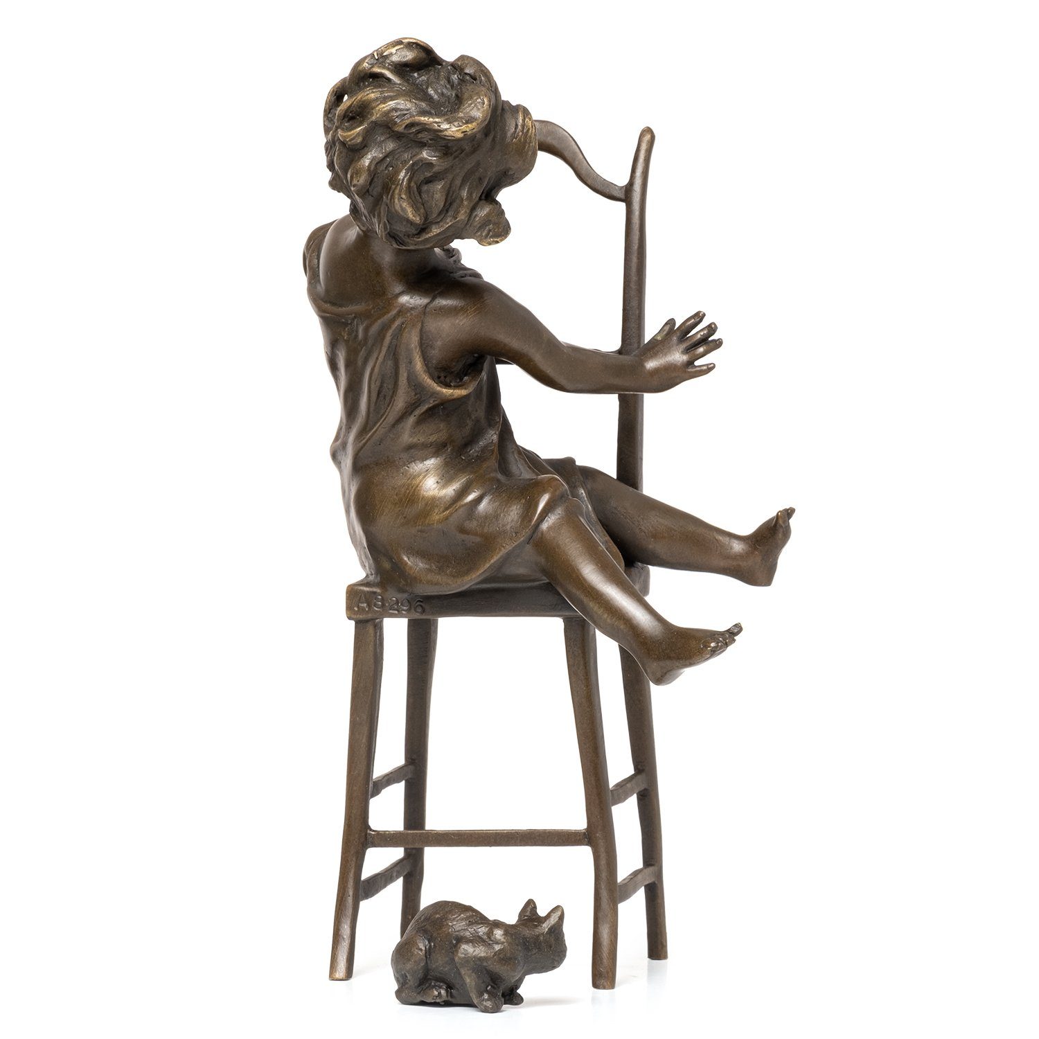 Figur Kunstwerk Mädchen, Katze Statue Moritz und Skulptur Skulptur Bronze Dekoration Bronzefiguren Glückliche