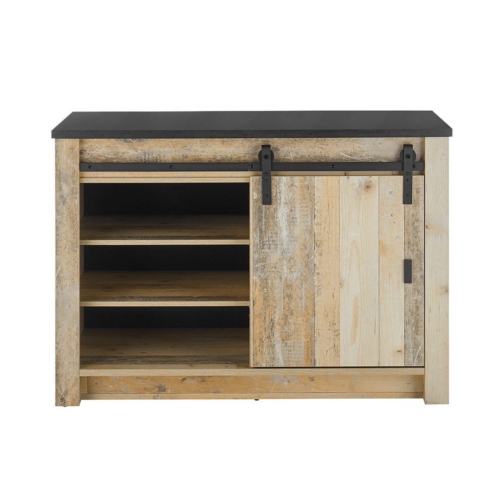 Lomadox Küchenzeile SHELTON-61, 133cm breit in Old Style hell mit anthrazit Küche Küchenmöbel