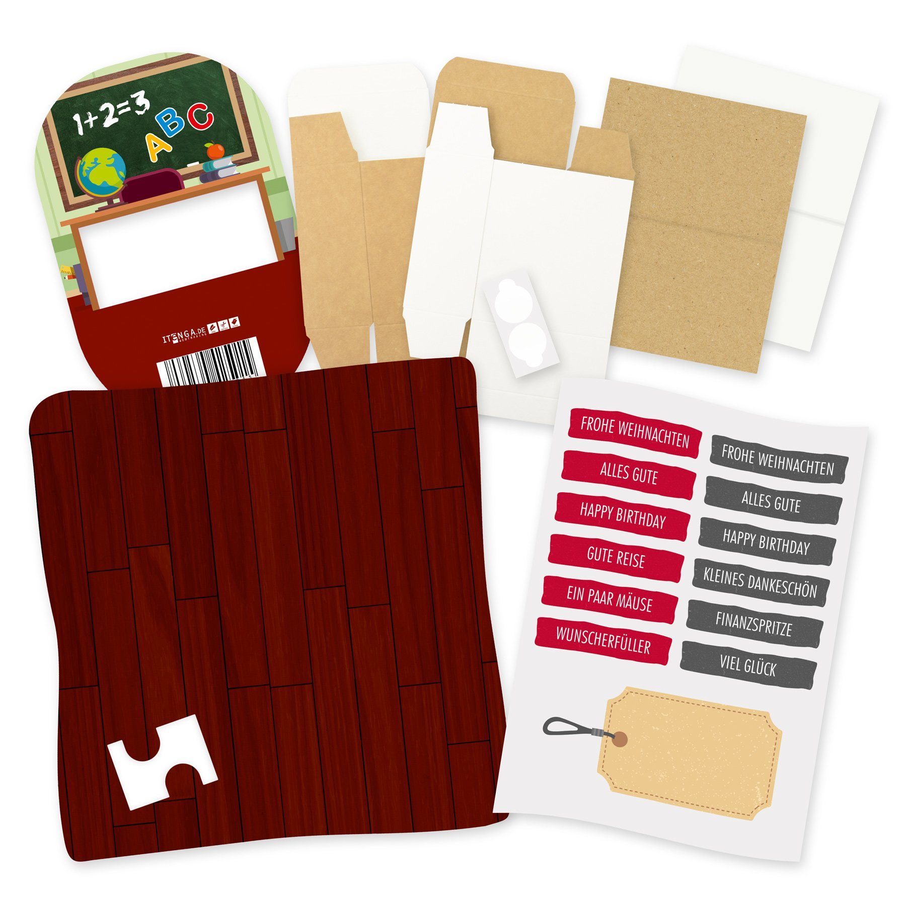 itenga Geschenkbox itenga Geldgeschenkverpackung Schultafel Klassenzimmer (Motiv 9) mit B