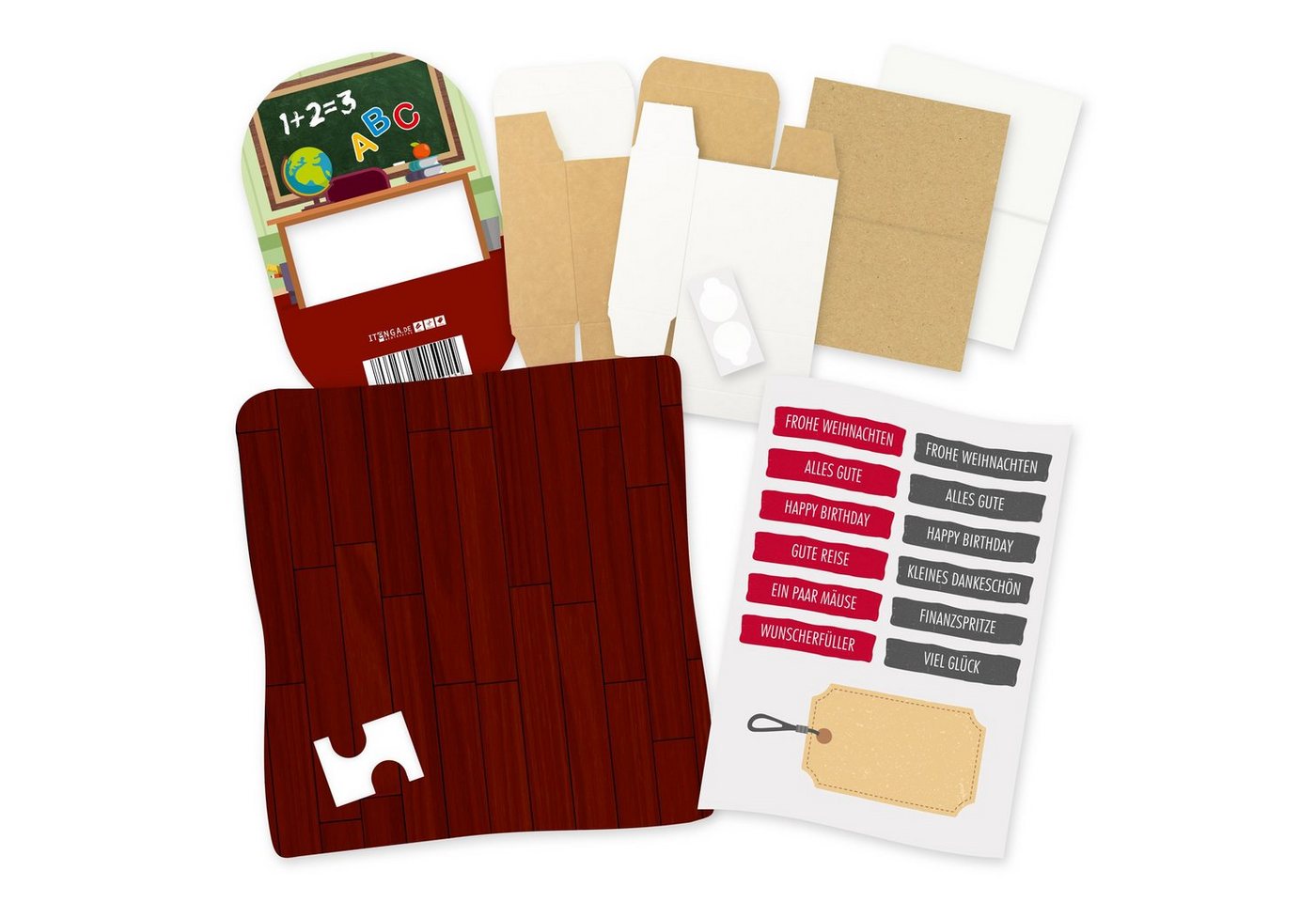 Thumbnail - itenga Geschenkbox itenga Geldgeschenkverpackung Schultafel Klassenzimmer (Motiv 9) mit B
