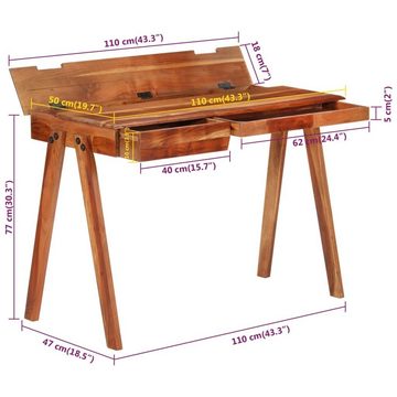 vidaXL Schreibtisch Schreibtisch mit Schublade 110x50x77 cm Massivholz Akazie