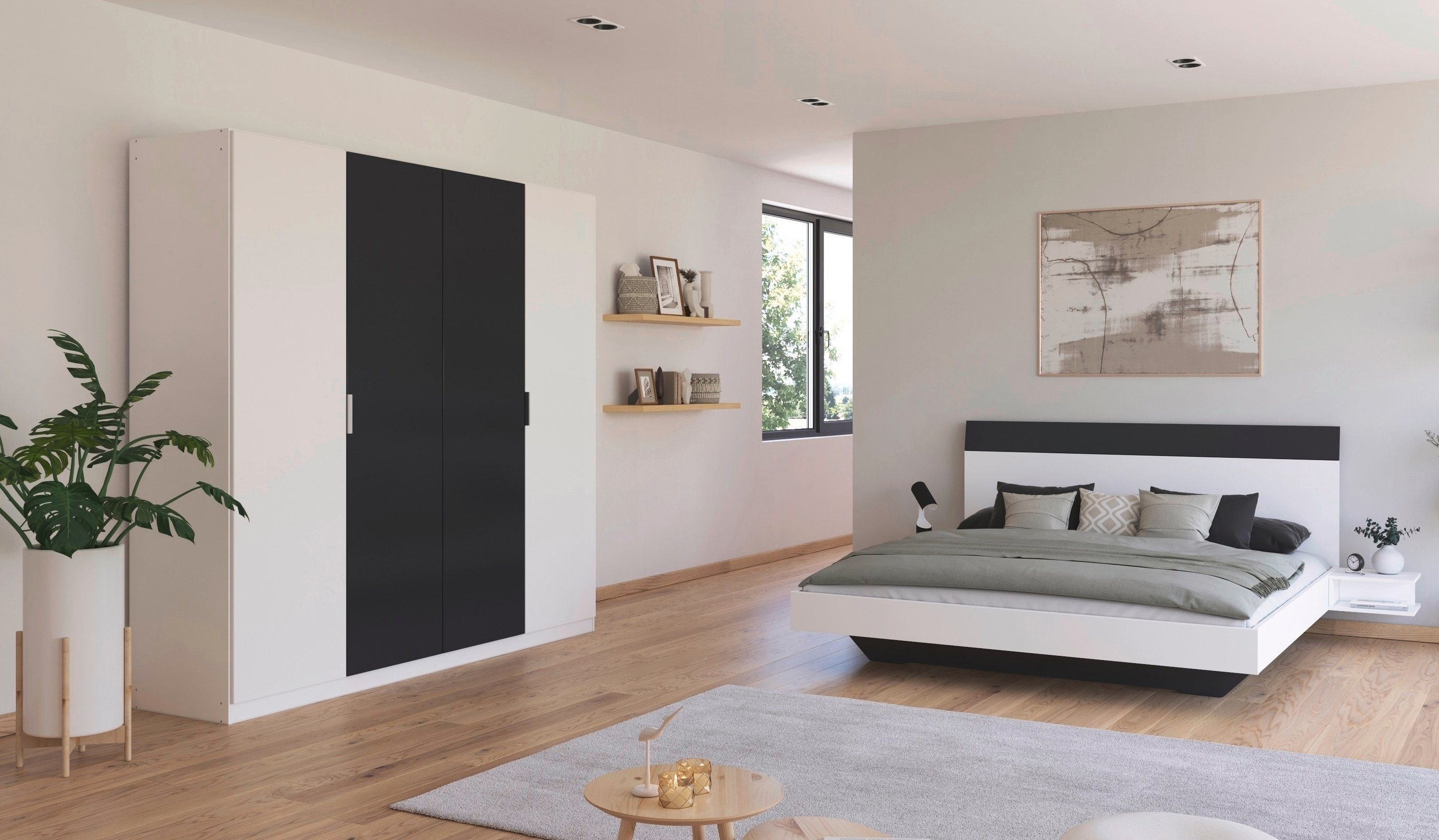 rauch Schlafzimmer-Set Monza, mit Drehtürenschrank Breite 226 cm, Bettanlage in 2 Breiten