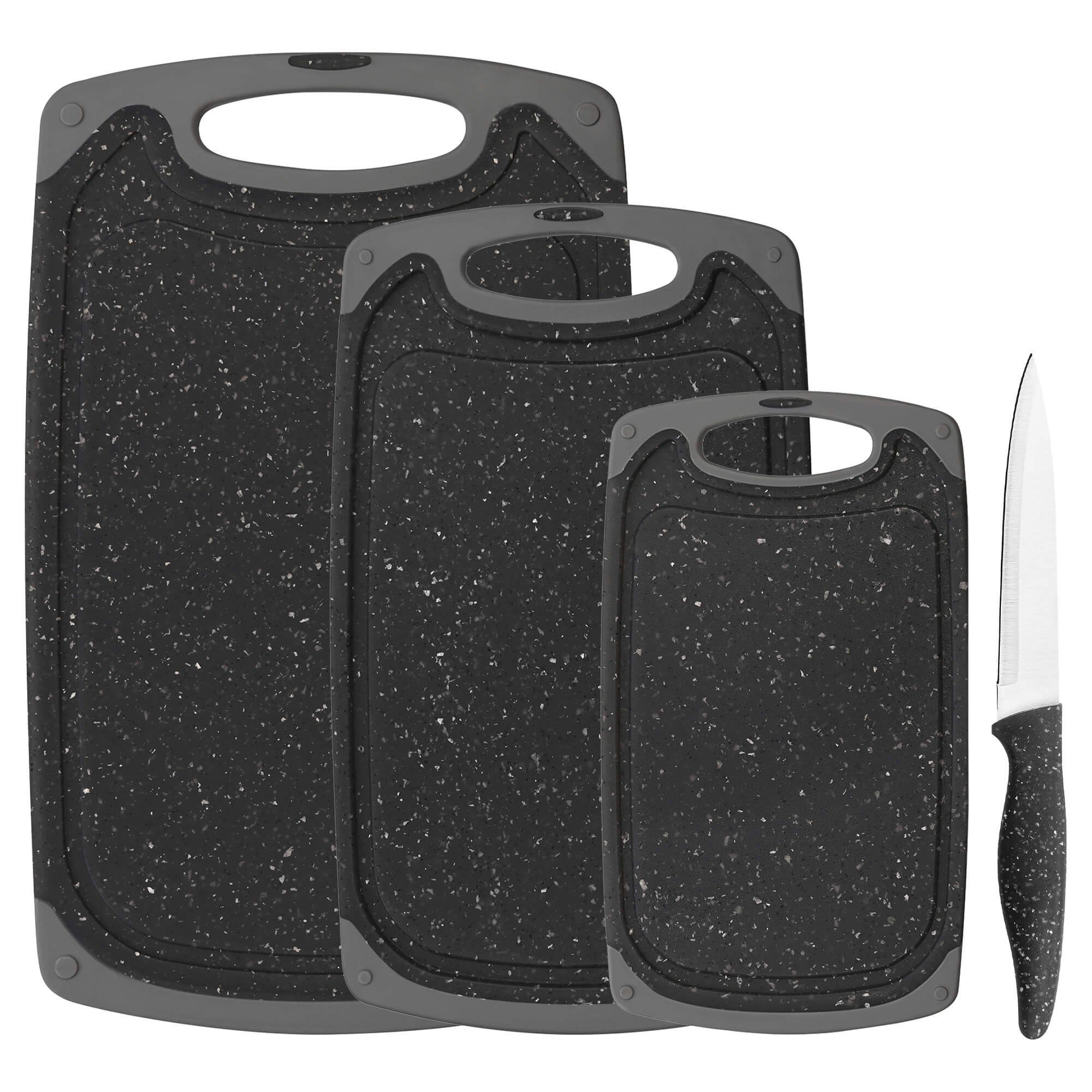 Schneidebrett Schneidebrett-Set, 4-teilig, inkl. Messer, Granit-Look