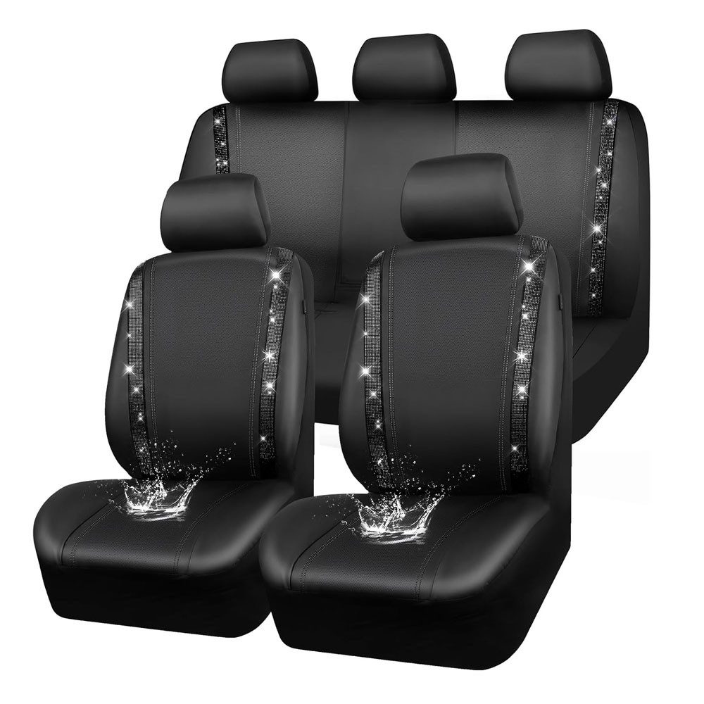 GarveeMore Autositzbezug 9-teilige Autositzbezüge aus PU-Leder Universalgröße