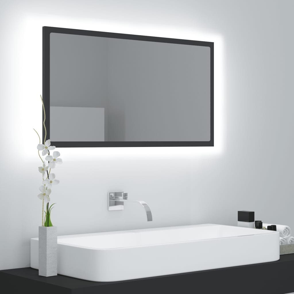 vidaXL Badezimmerspiegelschrank LED-Badspiegel Grau 80x8,5x37 cm Acryl (1-St)