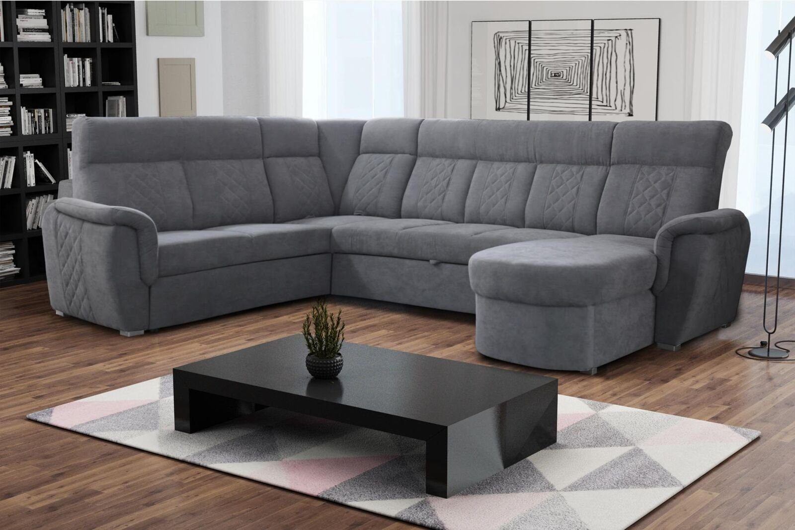 JVmoebel Ecksofa, Wohnlandschaft Luxus Polster Modern Relax Sofa Couch Ecksofa U-form Grau
