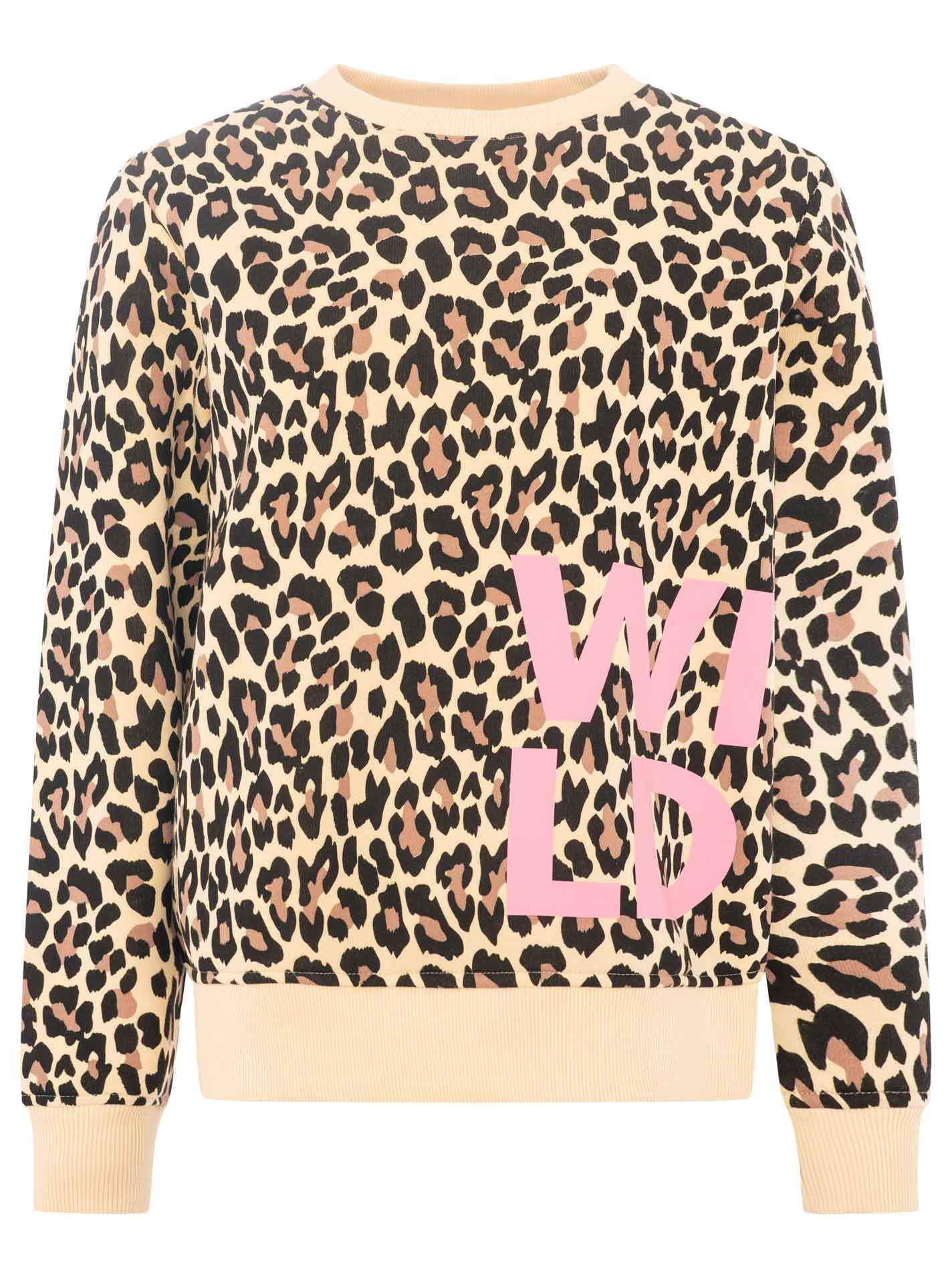 Zwillingsherz Hoodie "WILD AOP" Crew-Neck, Rippbündchen, Print vorne und hinten, Leomuster – Bild 3 von 5