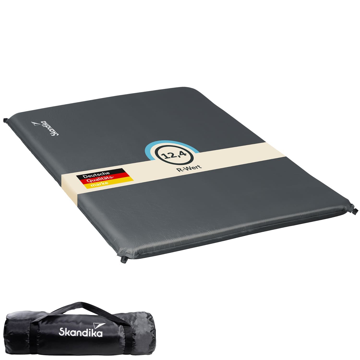 Skandika Isomatte Easy Double selbstaufblasend, Luftmatratze, Gästematratze, Camping, (Benutzergewicht 300 kg, Gewicht 5,9 kg, Kälteisolierend, Packsack), für 2 Personen, leicht, faltbar, selbstfüllender Schaumstoff, Outdoor