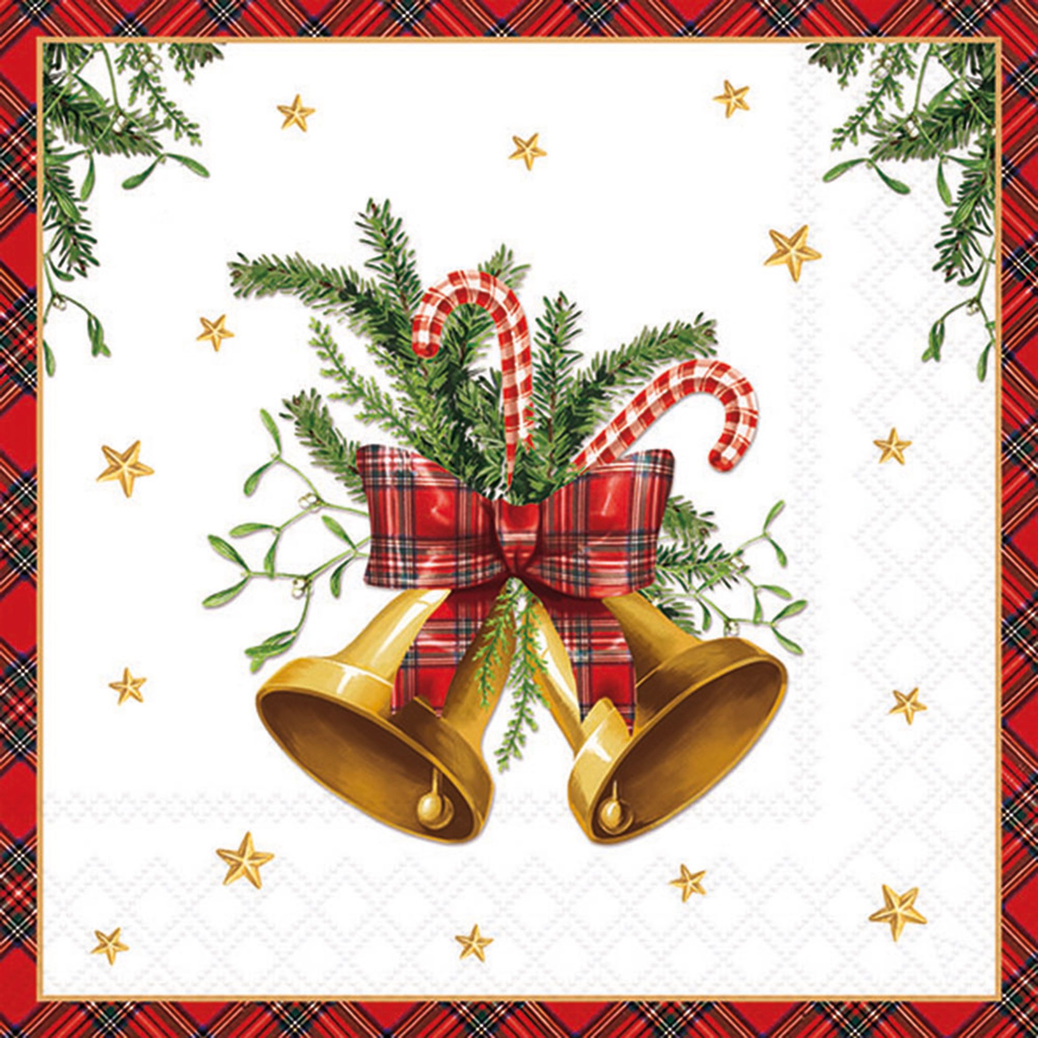 Ambiente Luxury Paper Products Papierserviette, Servietten Papier 33x33cm 3-lagig mit Weihnachtsglocken Motiv 20 Stk.